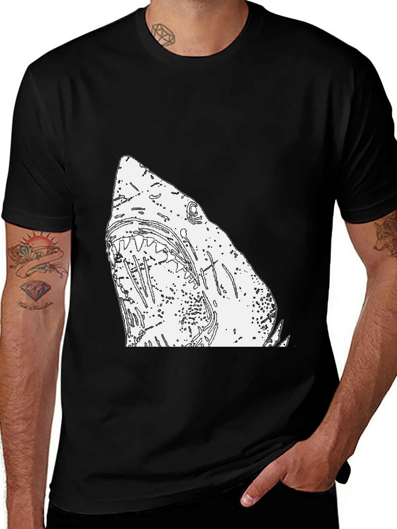 Variant 13 of Shark Graphic Black T-Shirt