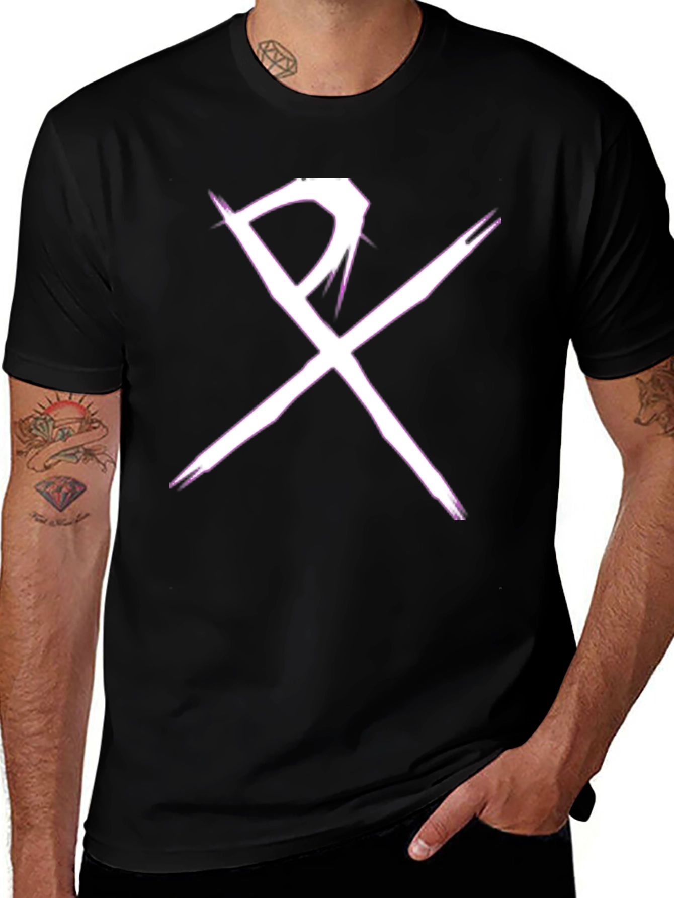 Variant 28 of Chi Rho Symbol Graphic Tee - Stylish Black T-Shirt