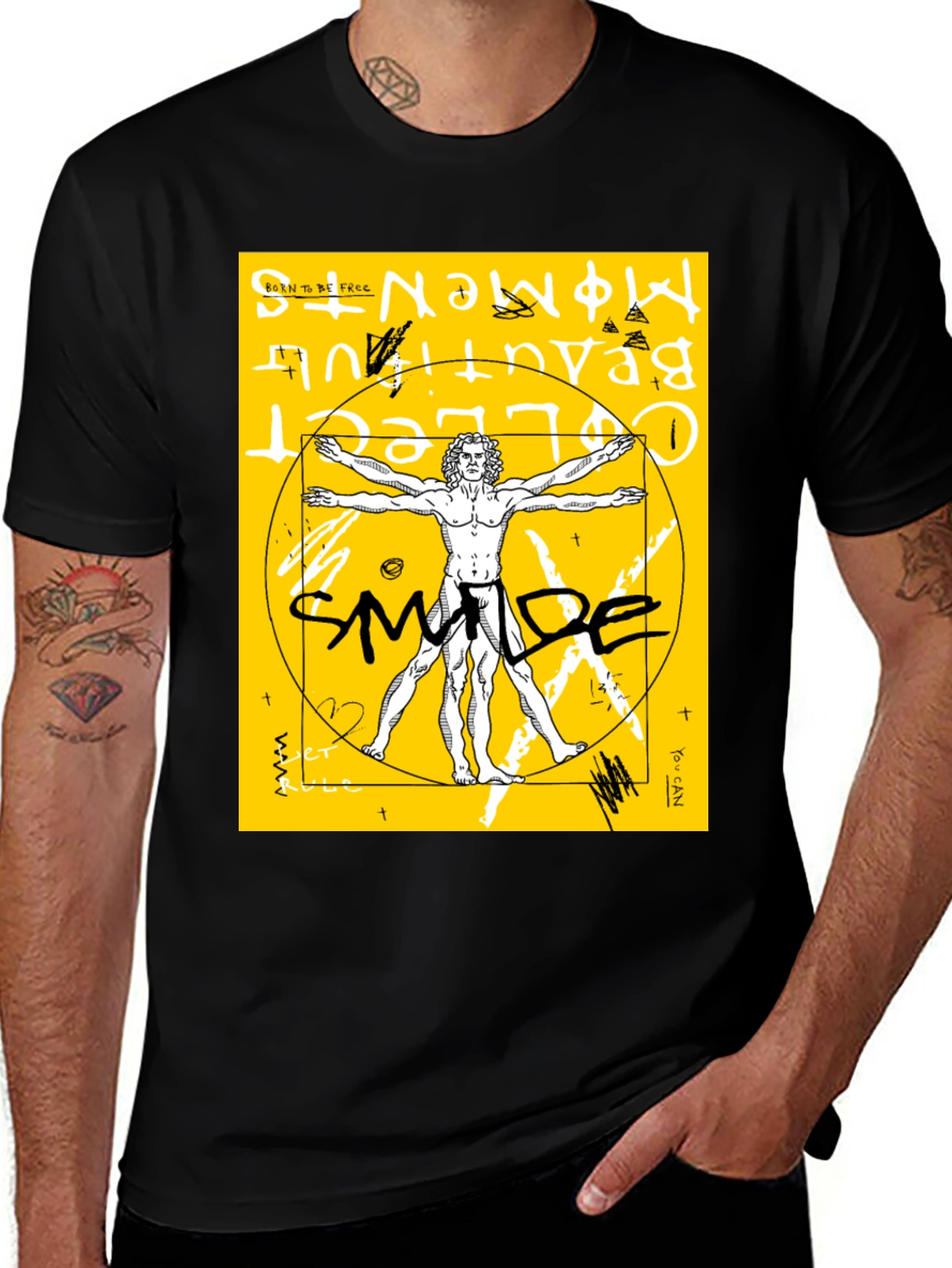 Variant 7 of Vitruvian Man Graphic T-Shirt - Artistic Style