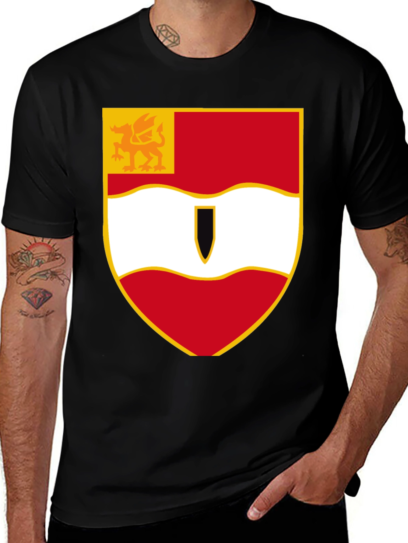 Heraldic Crest Shield Black T-Shirt