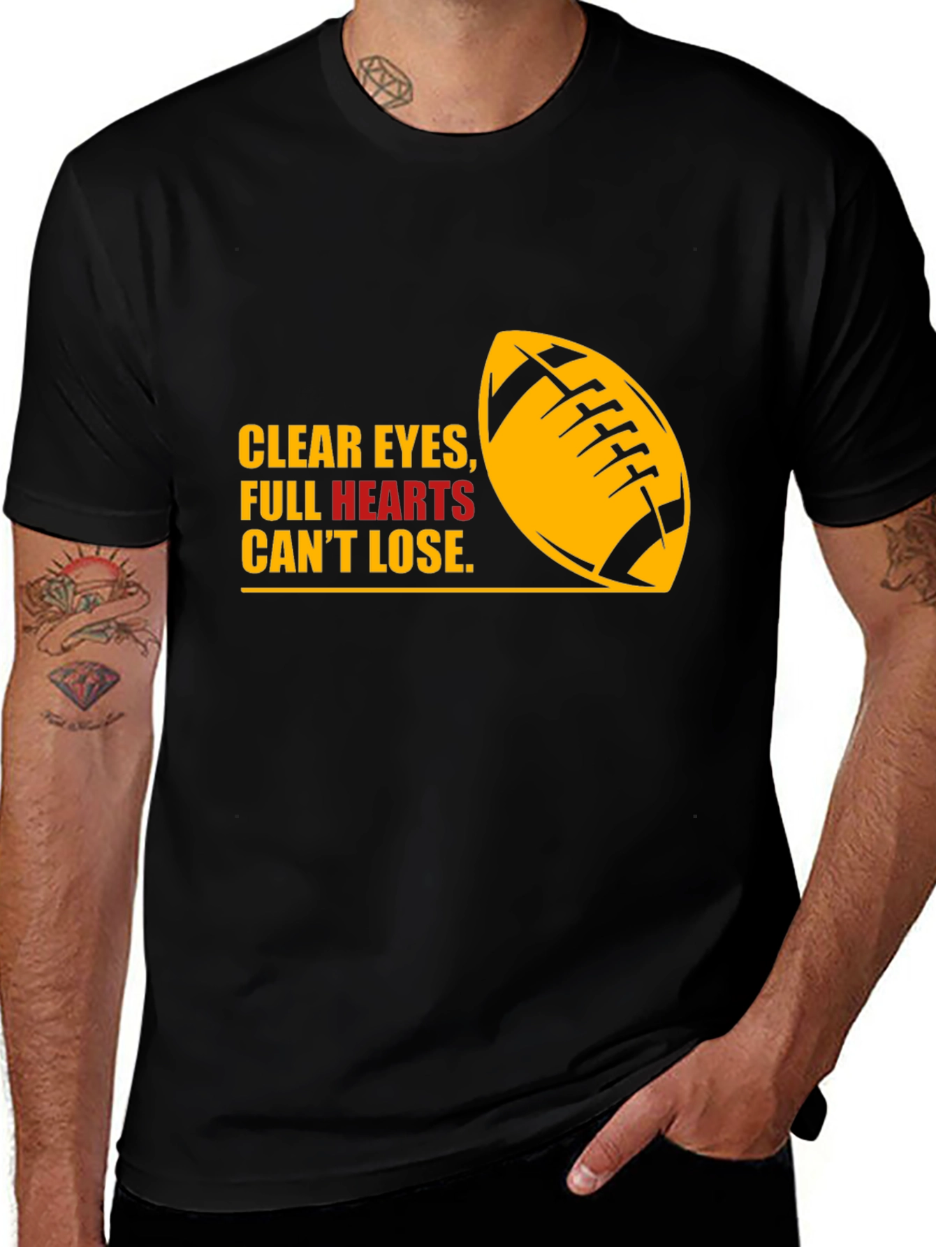 Variant 23 of Football Quote Graphic Tee - "Clear Eyes, Full Hearts"