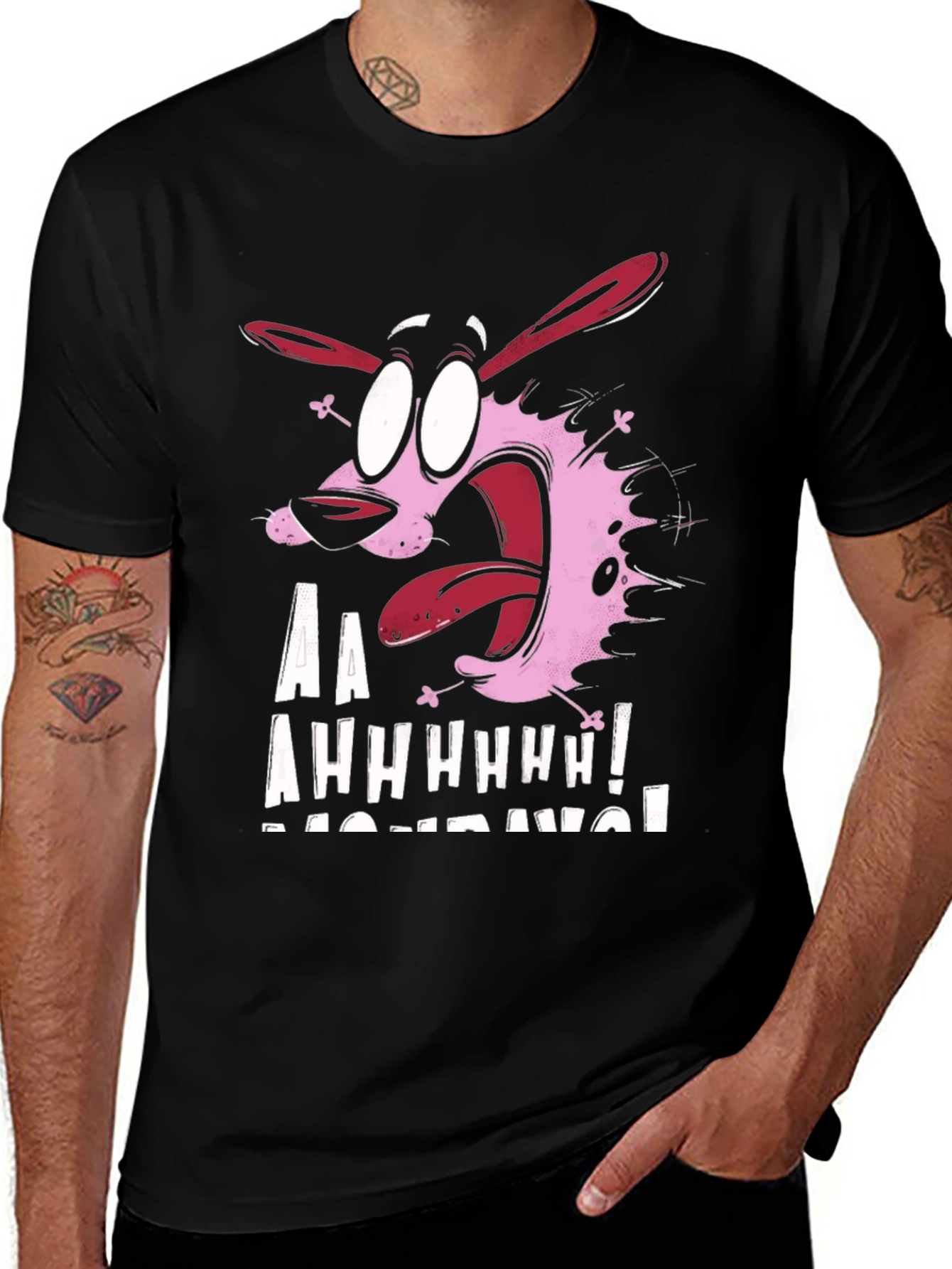 Courage the Cowardly Dog Graphic Tee - Black Cotton Blend