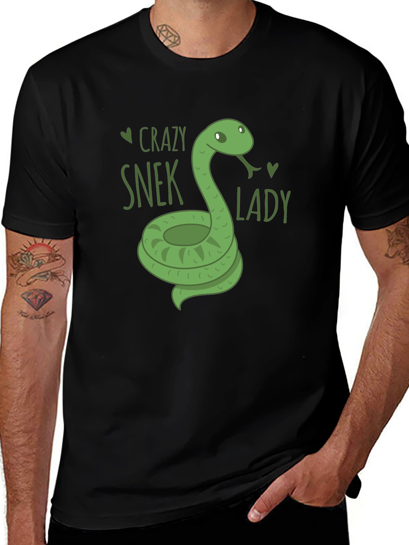 Variant 27 of Crazy Snek Lady Black T-Shirt Snake Lover Tee