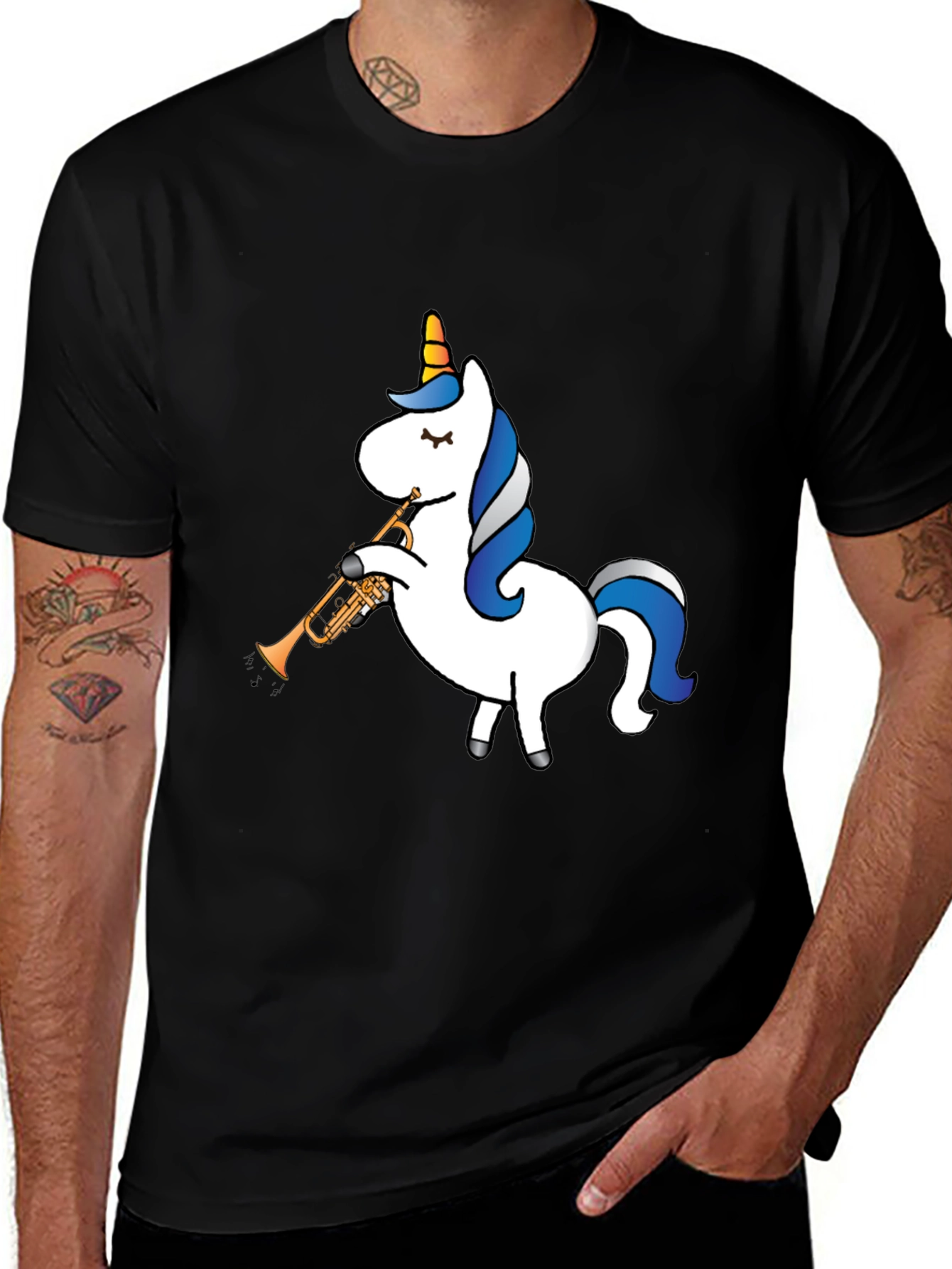 Variant 2 of Unicorn Trumpet Black T-Shirt