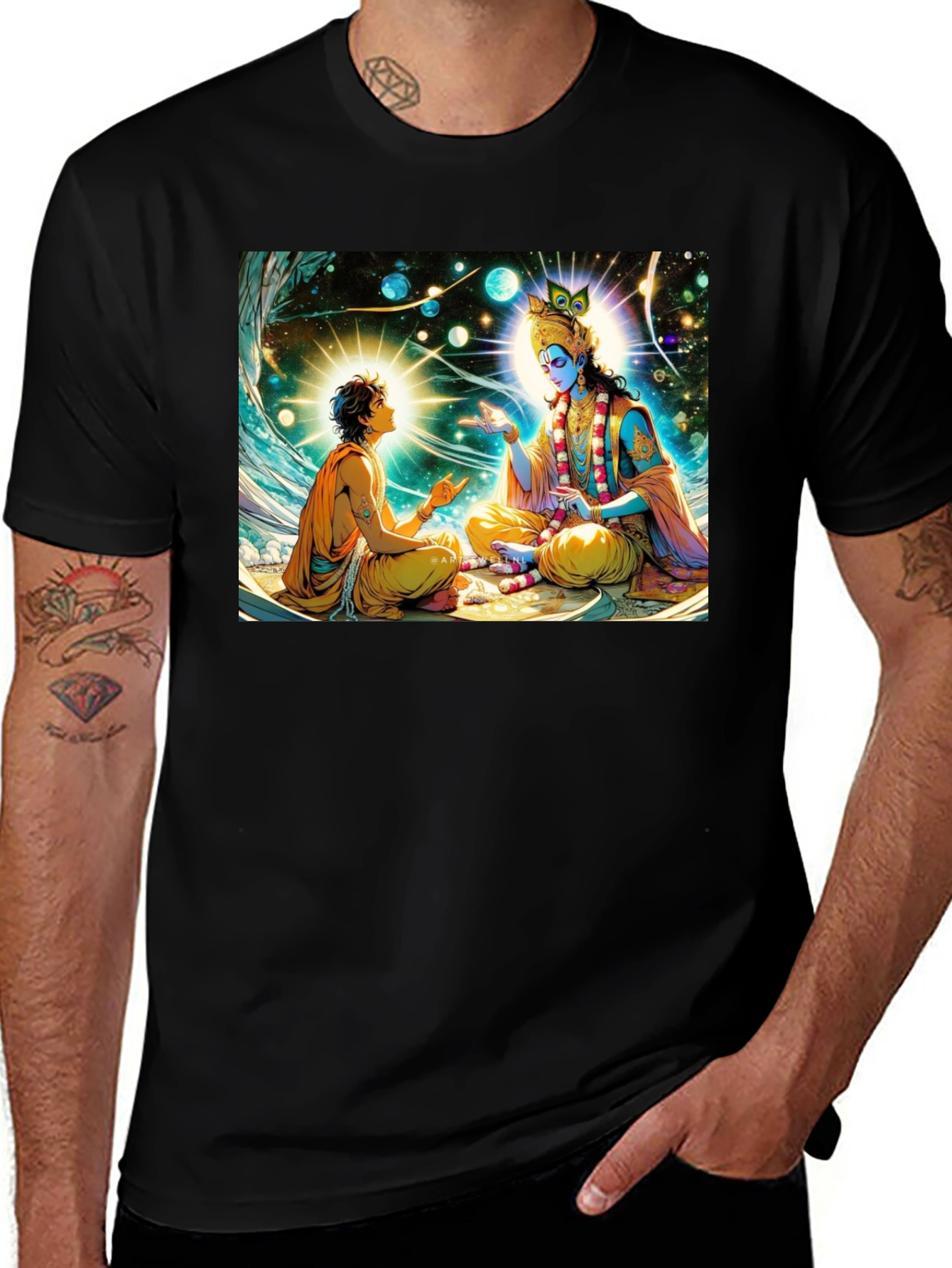 Krishna & Arjuna Black T-Shirt