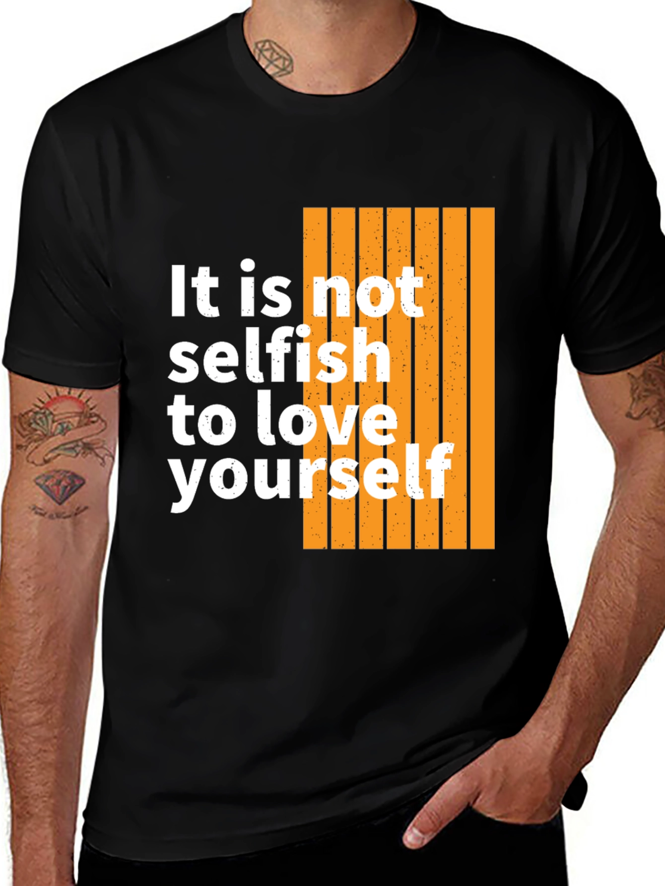 Variant 15 of Self-Love Graphic Tee - Trendy Black T-Shirt