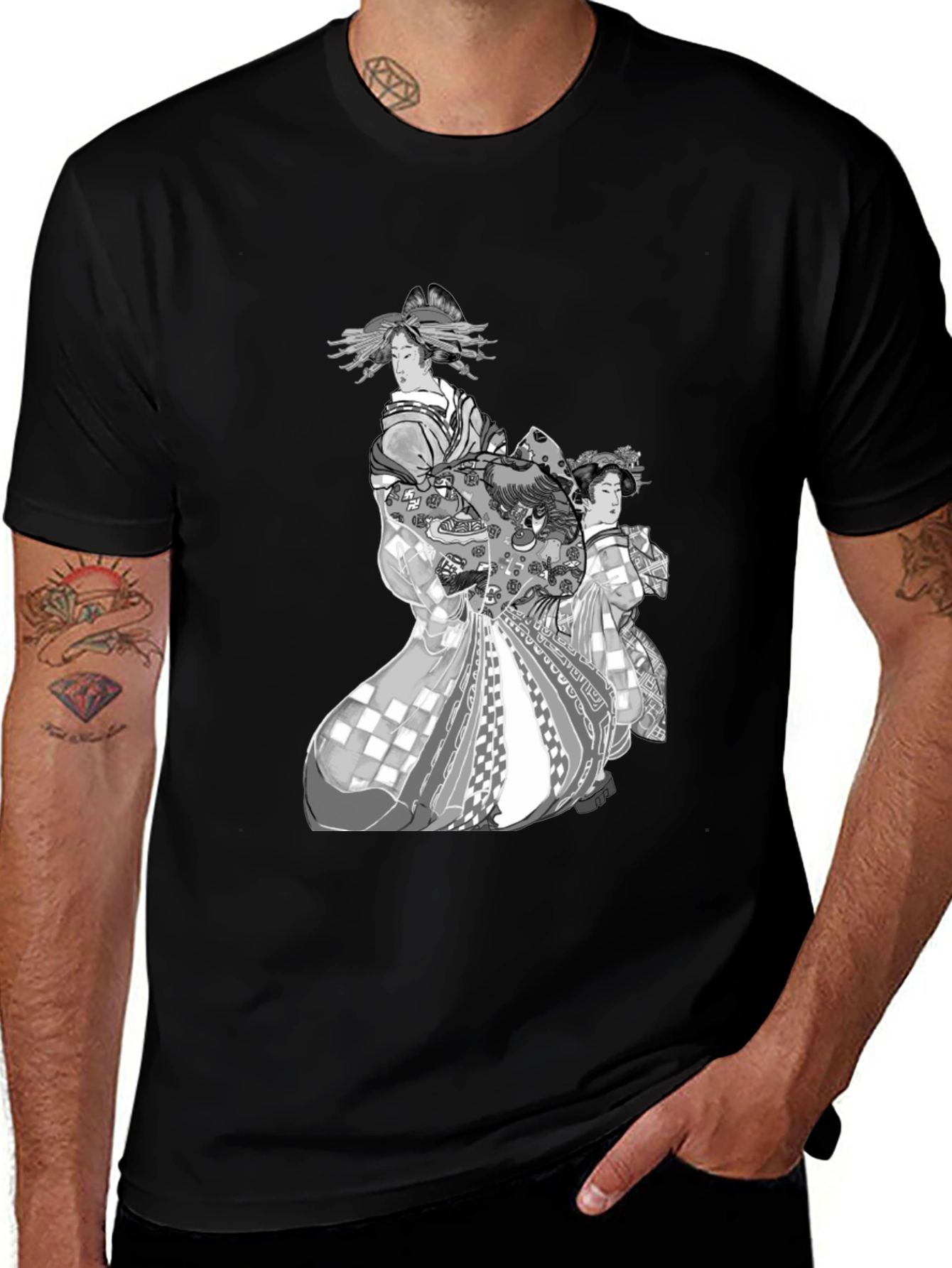 Variant 21 of Geisha Graphic Black T-Shirt | Unique Art Tee