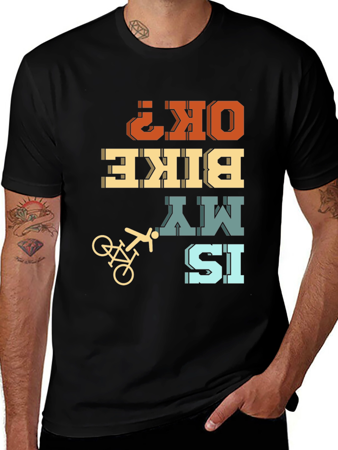 Variant 22 of Is My Bike OK? T-Shirt - Retro Style Cycling Tee