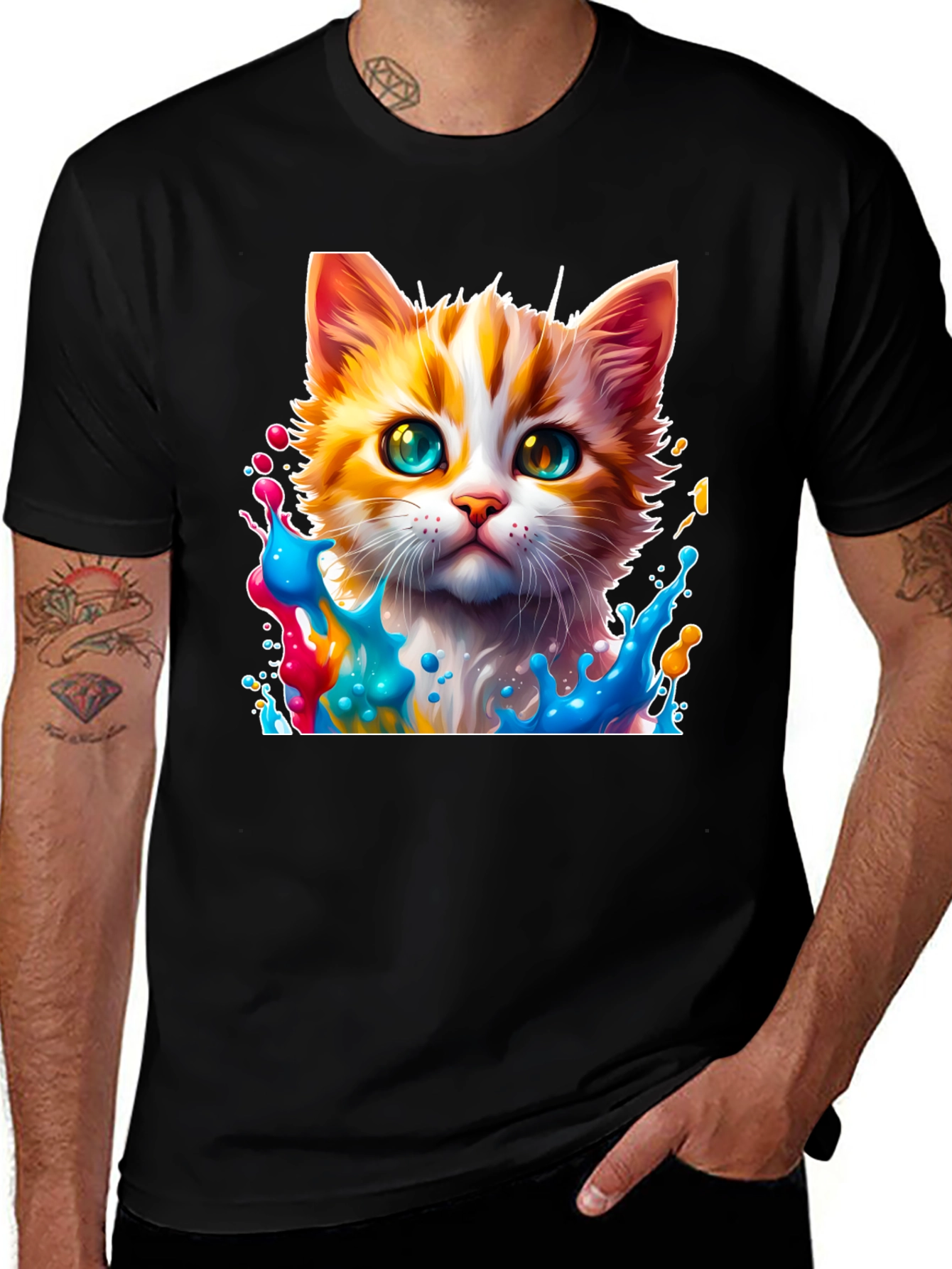 Variant 19 of Colorful Cat Splash T-Shirt