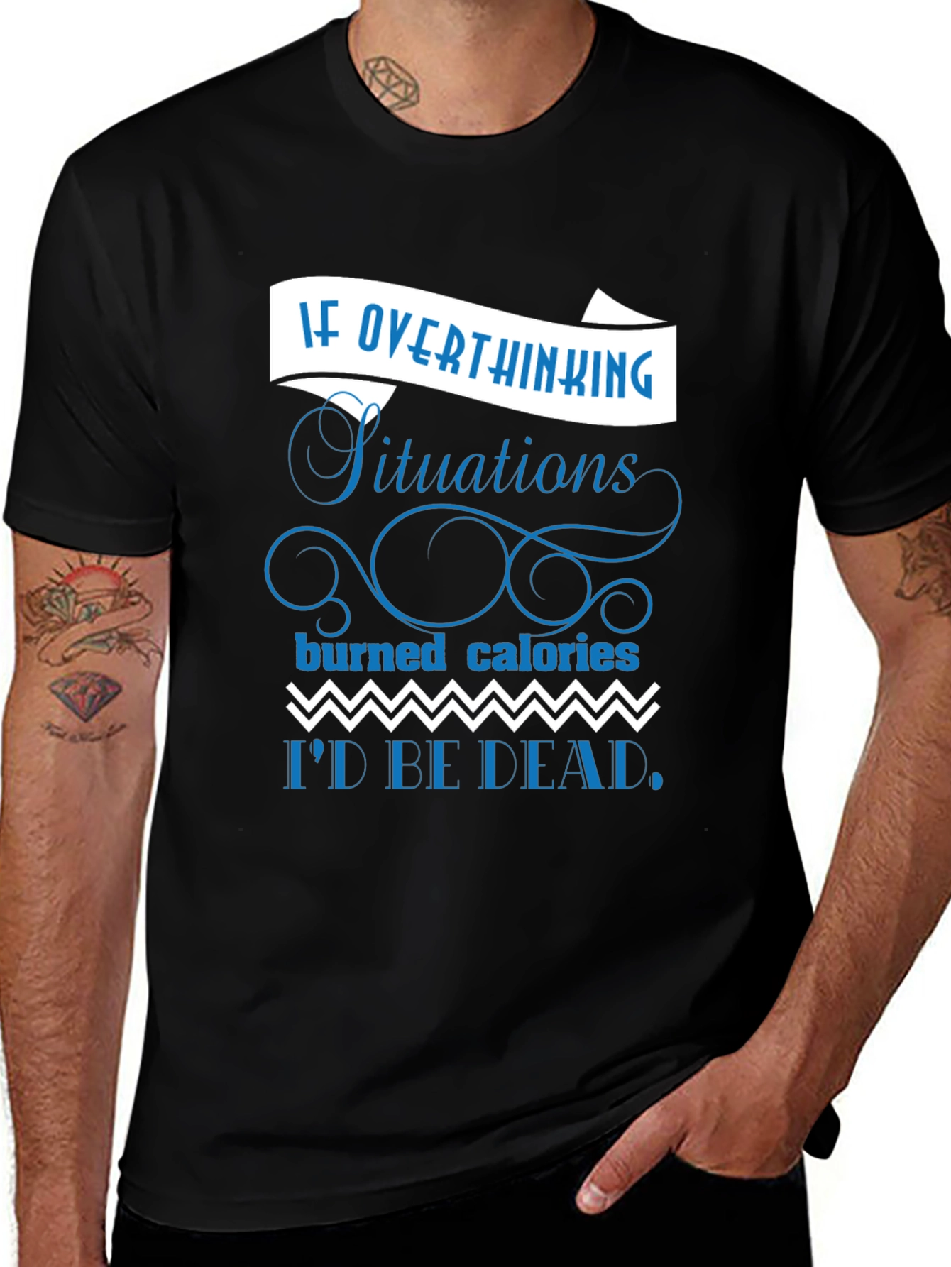 Variant 8 of Funny Overthinking T-Shirt - Black