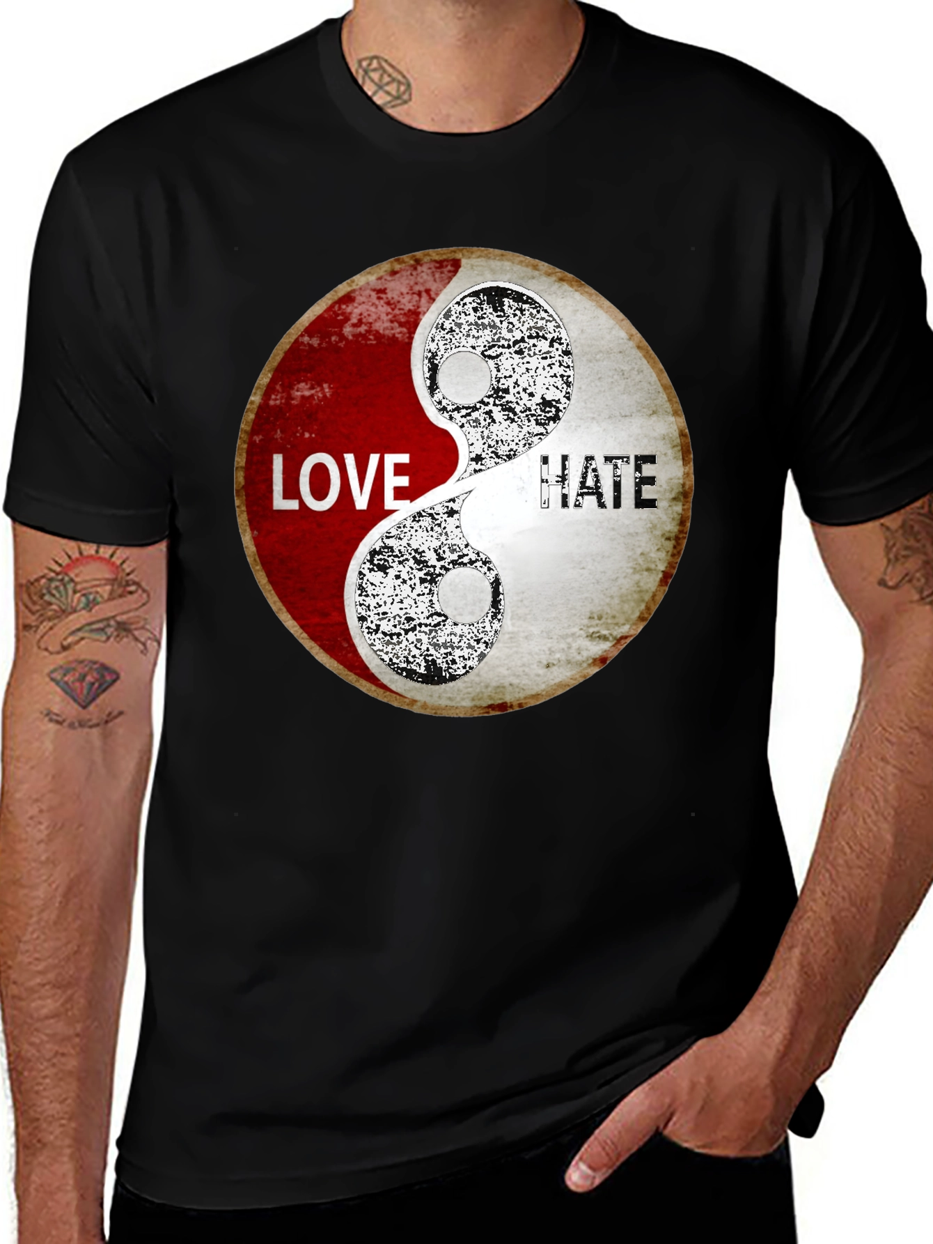 Variant 22 of Love & Hate Yin Yang Graphic Print T-Shirt