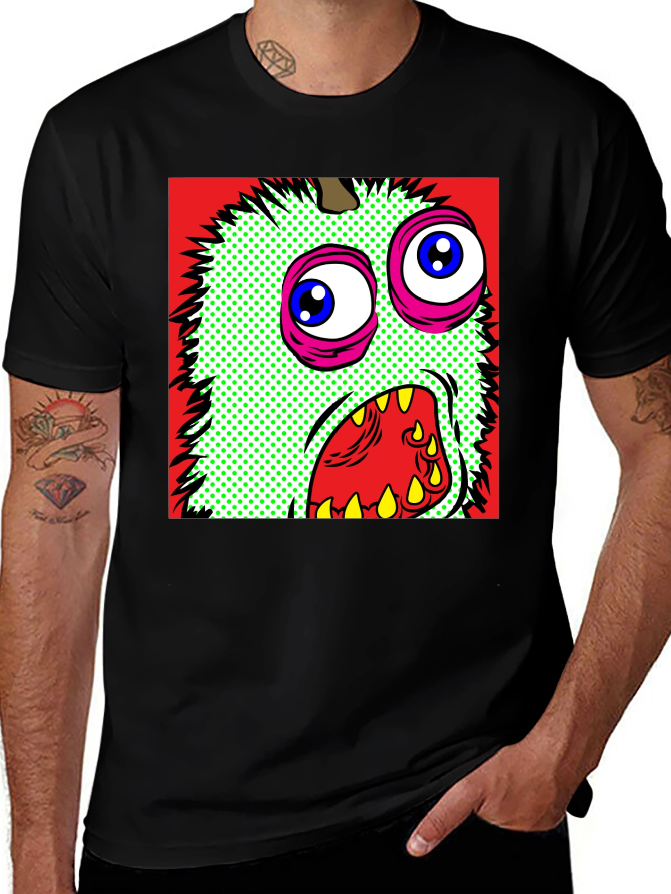 Variant 24 of Monster Graphic Print Black T-Shirt