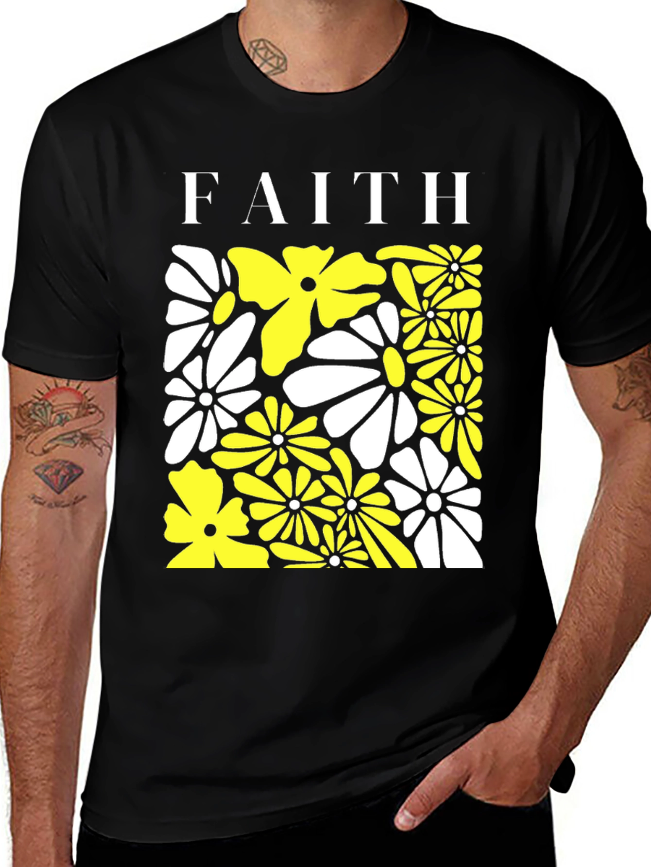 Black Faith Floral Graphic Tee main image