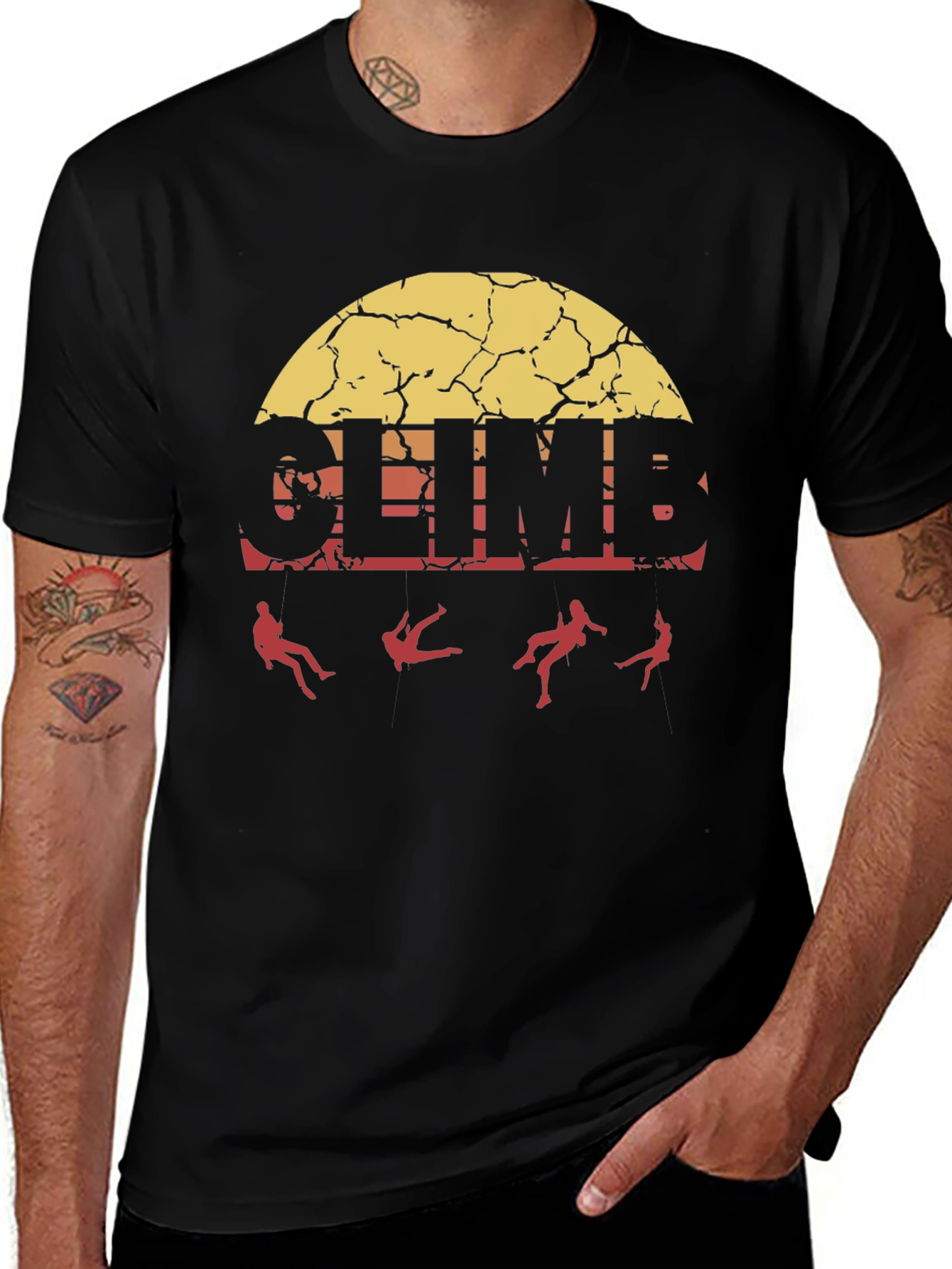 Variant 25 of Vintage Climb T-Shirt - Black Cotton Graphic Tee