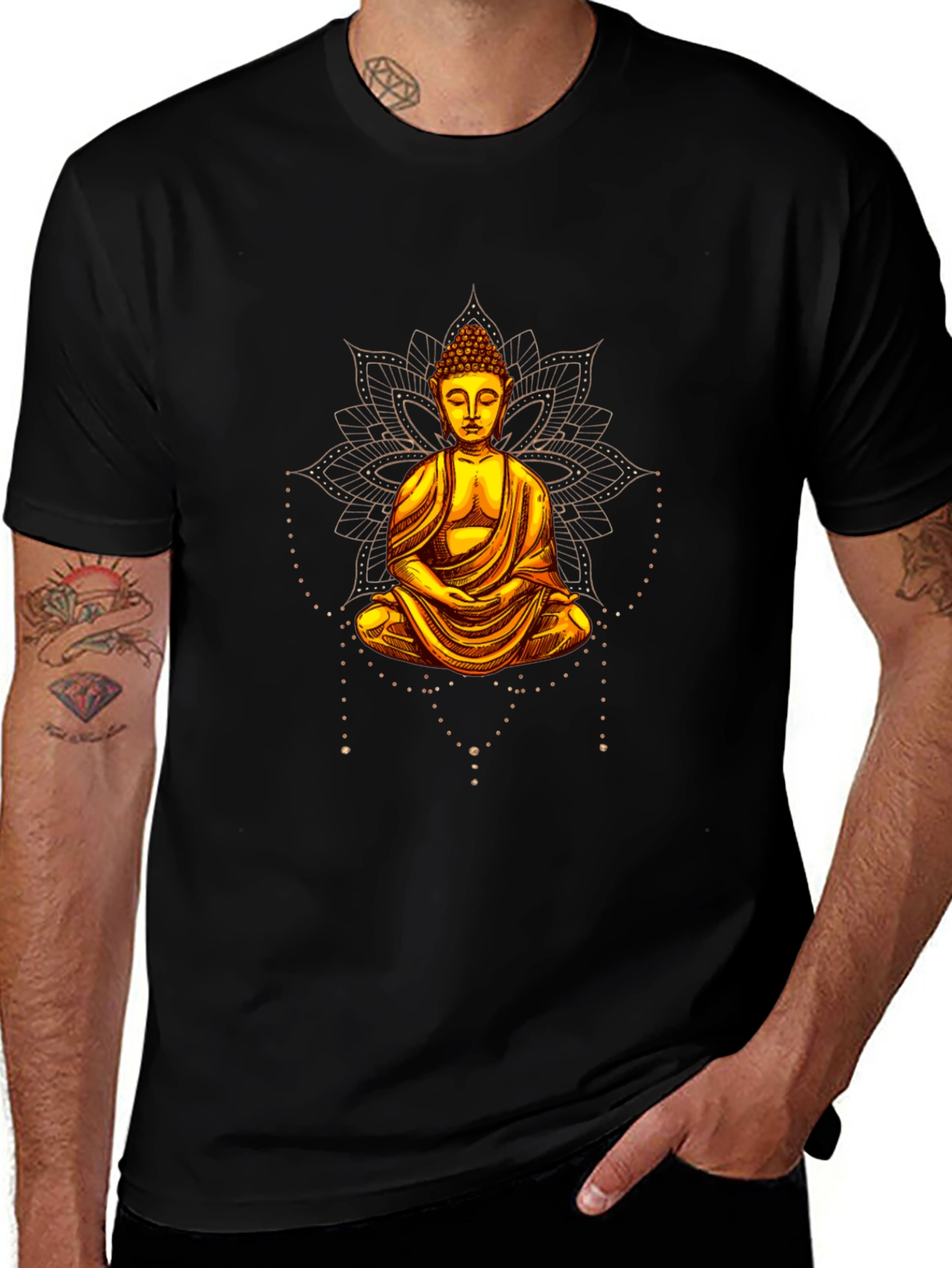 Variant 3 of Buddha Graphic Print Black T-Shirt