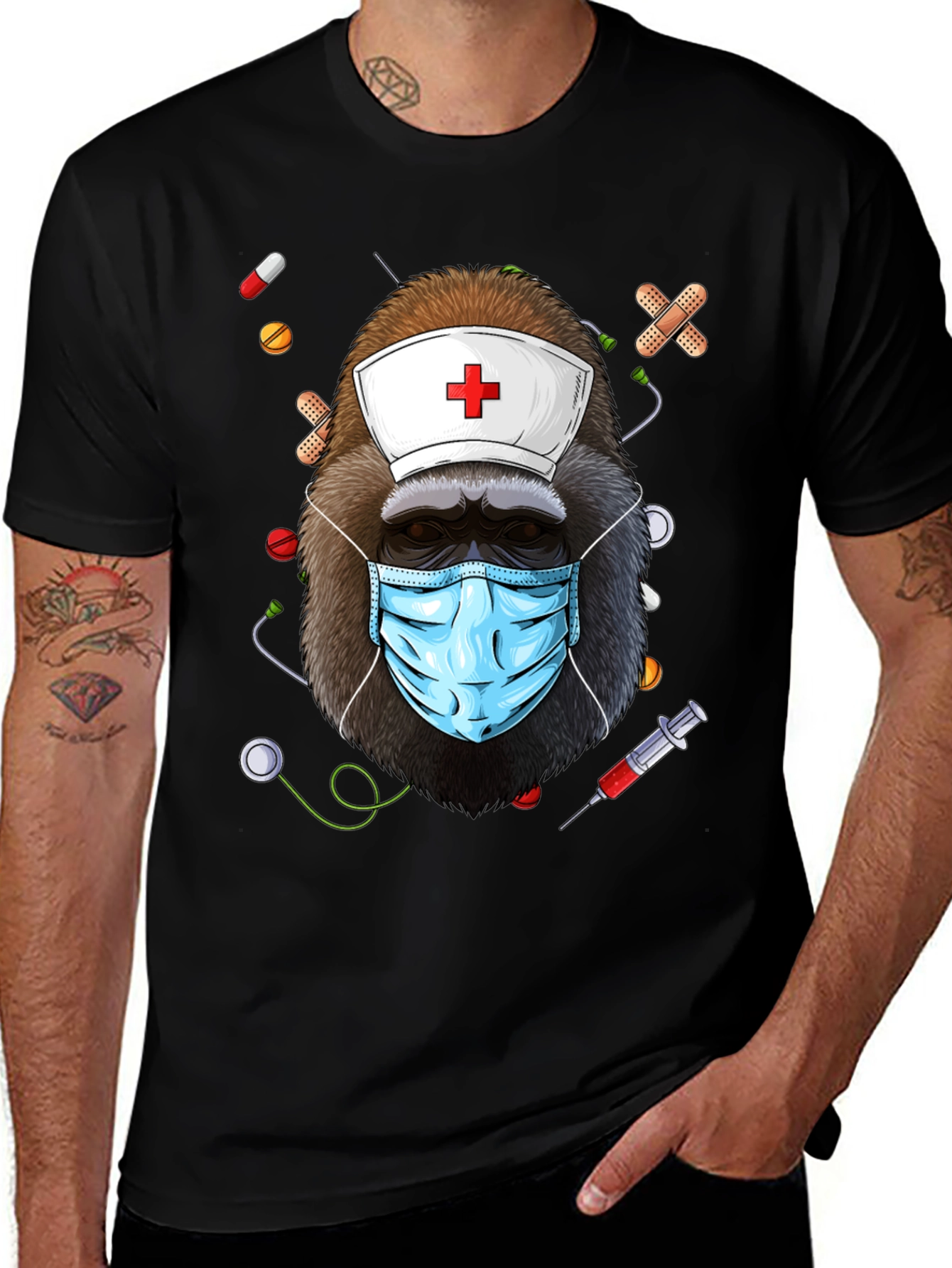 Variant 4 of Nurse Gorilla T-Shirt - Medical Humor Tee