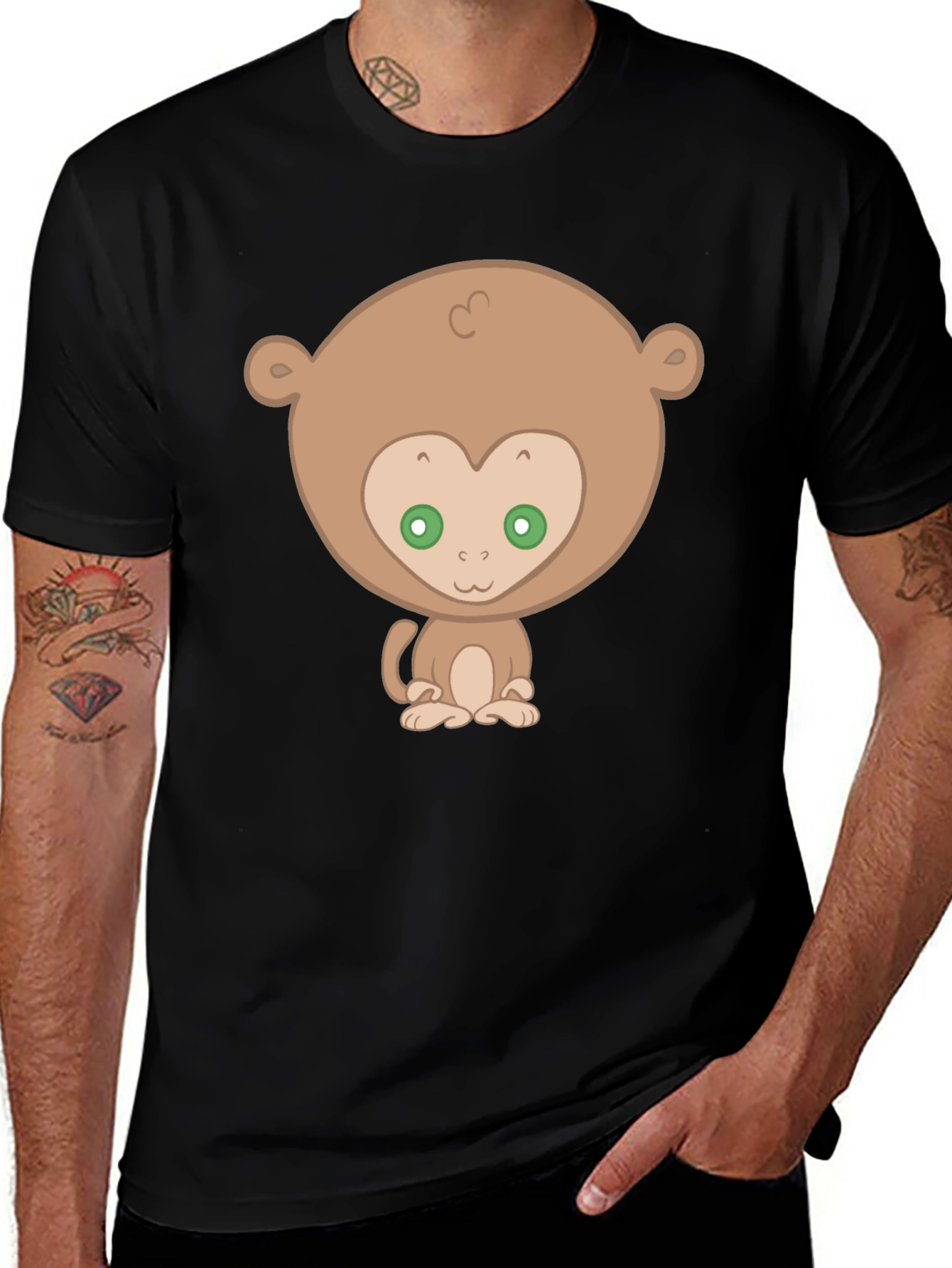 Variant 6 of Cute Monkey Graphic Tee - Black T-Shirt