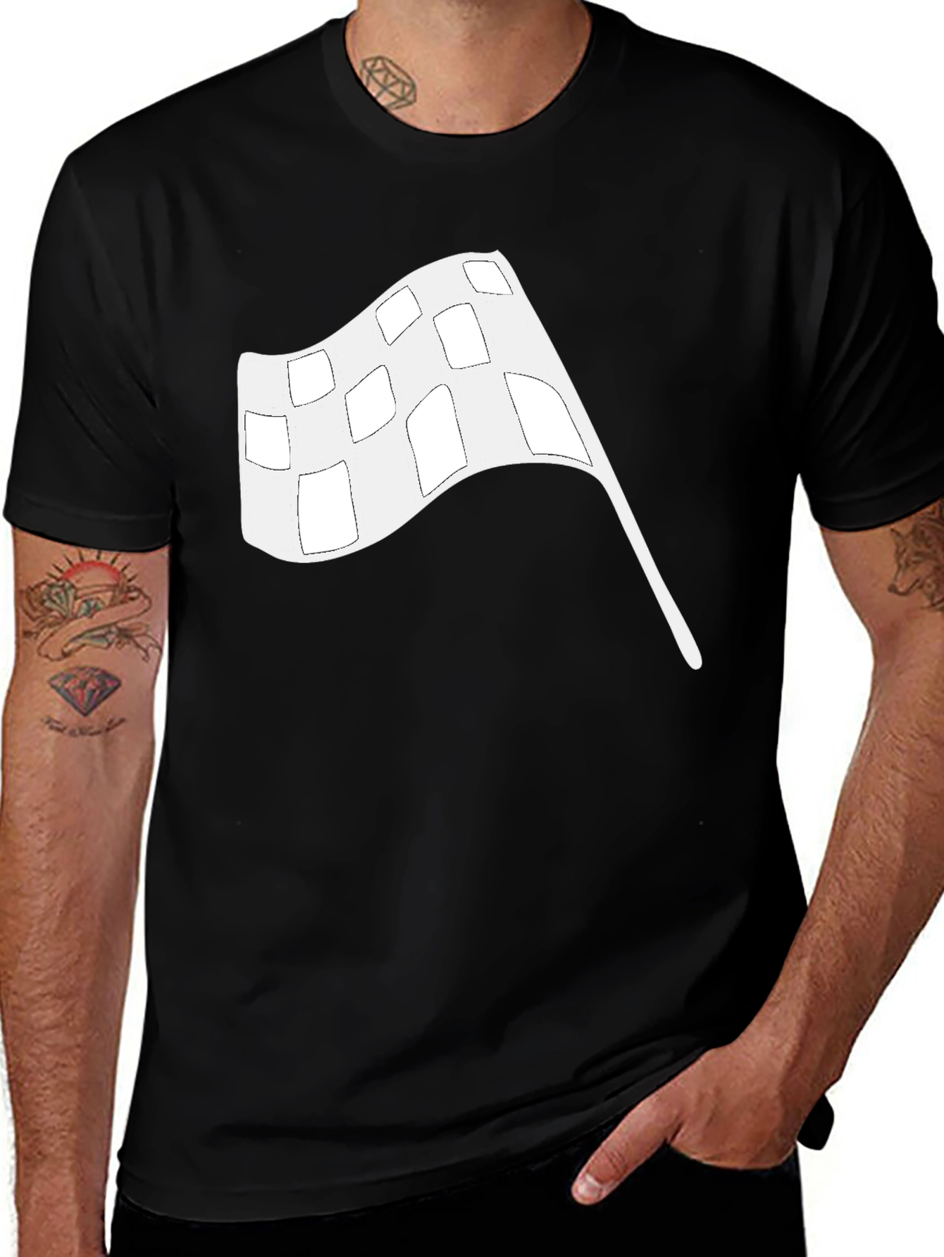 Variant 7 of Black Racing Flag Graphic Tee