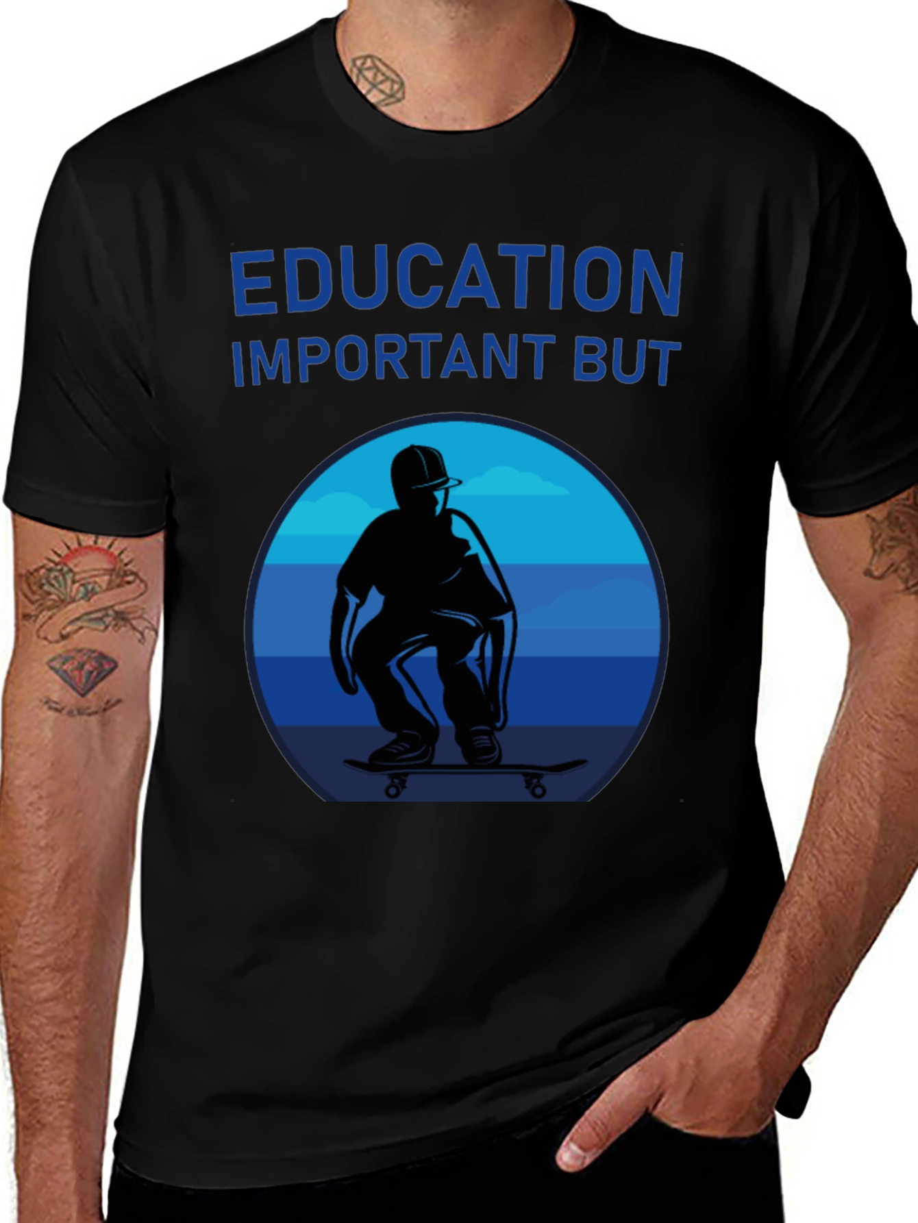 Variant 4 of Education Important But Skateboard T-Shirt