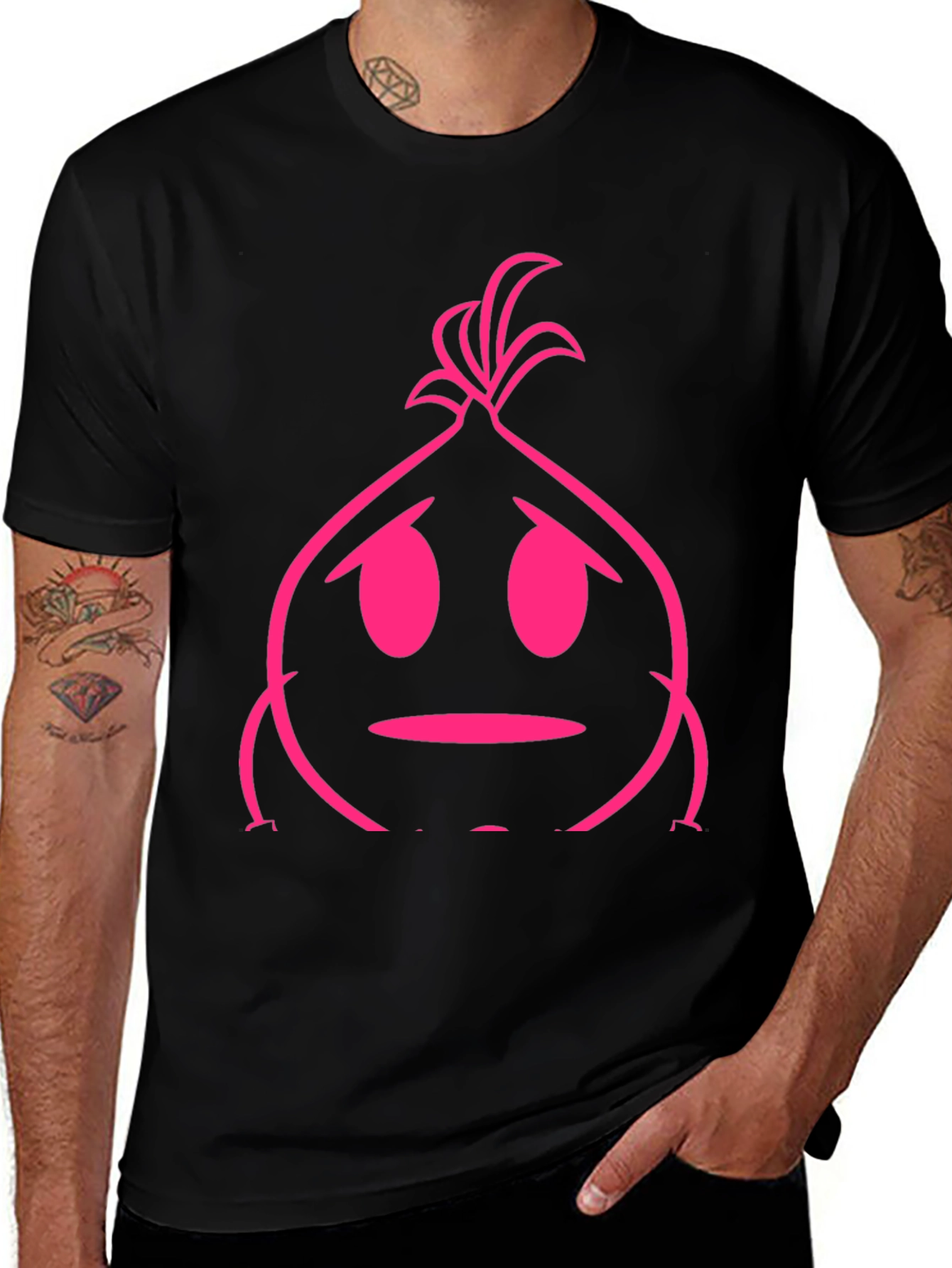 Variant 20 of Sad Onion Graphic Tee - Black Cotton Casual Shirt