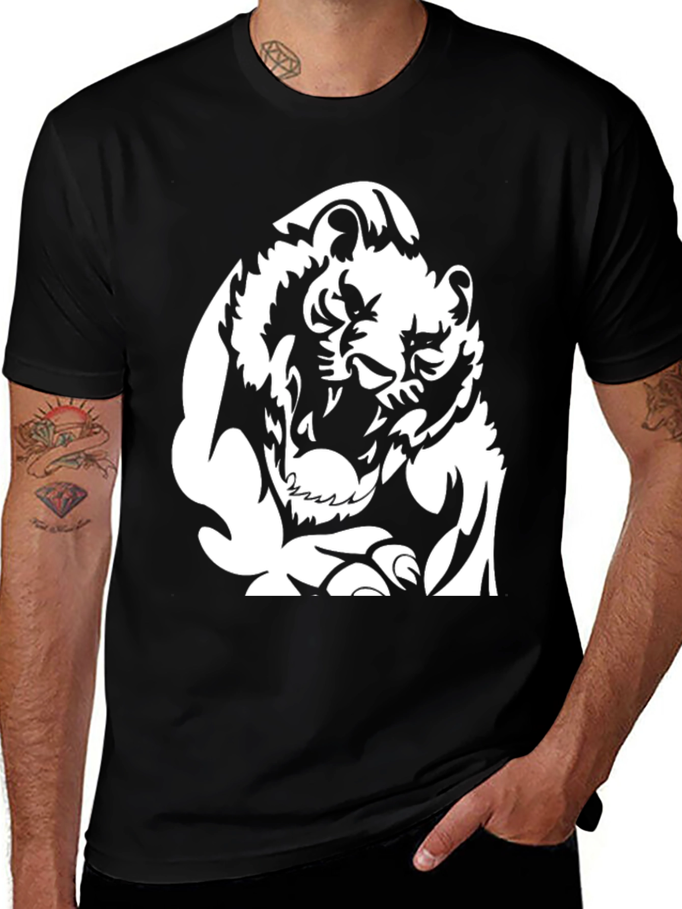Variant 10 of Bold Tiger Graphic Tee - Black Cotton T-Shirt