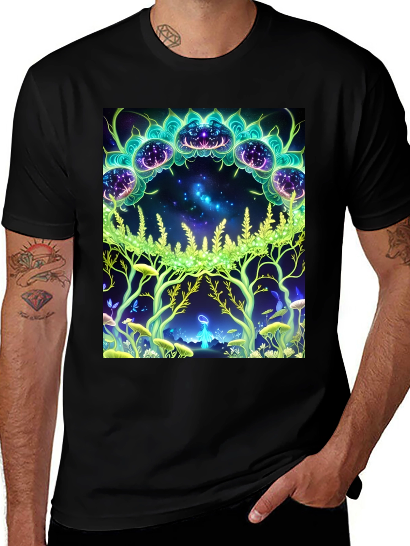 Variant 21 of Mystic Forest Graphic Tee - Black