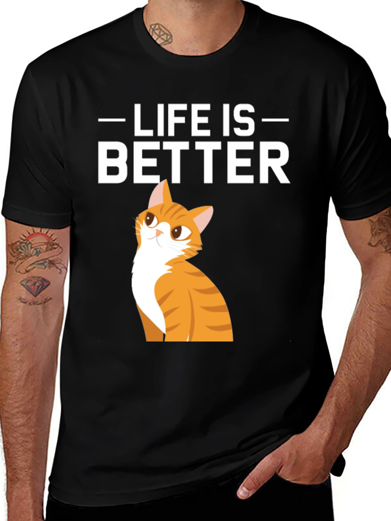 Variant 6 of Life is Better Cat T-Shirt - Cute Graphic Tee