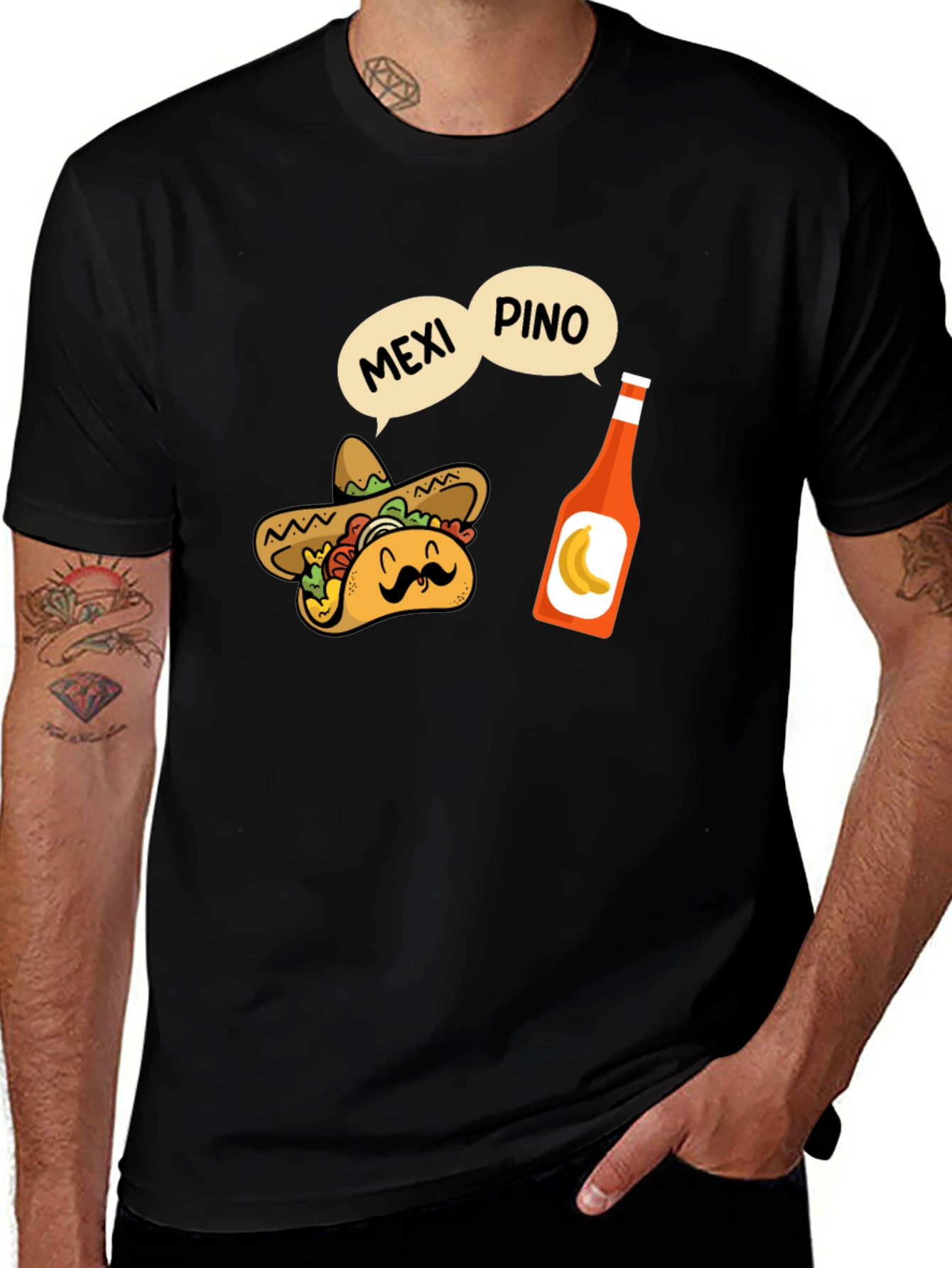 Variant 13 of Funny Taco & Hot Sauce T-Shirt - Mexi-Pino Pun