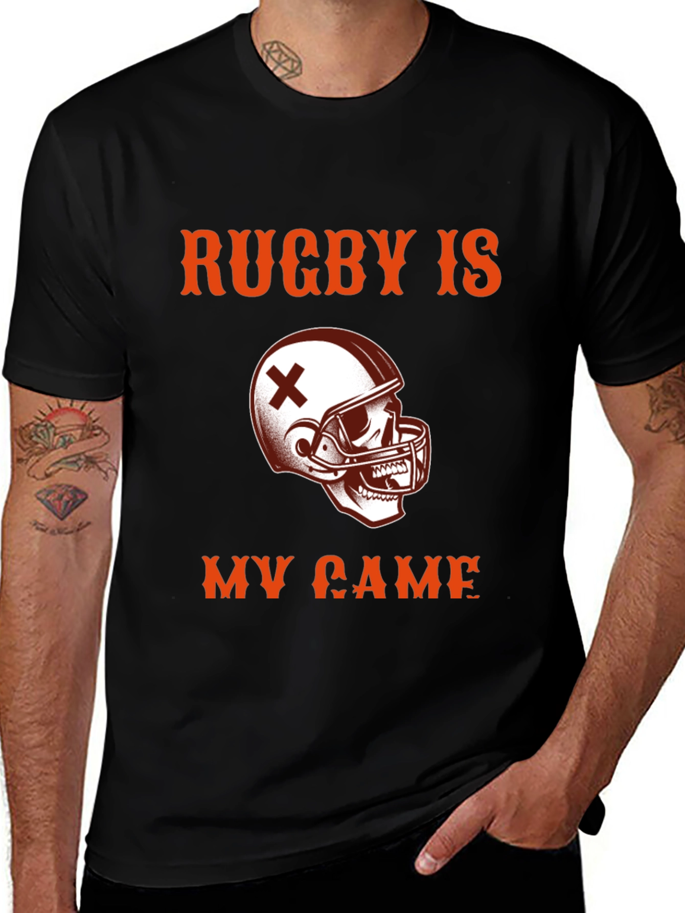 Variant 23 of Rugby Is My Game T-Shirt - Skull Helmet Design