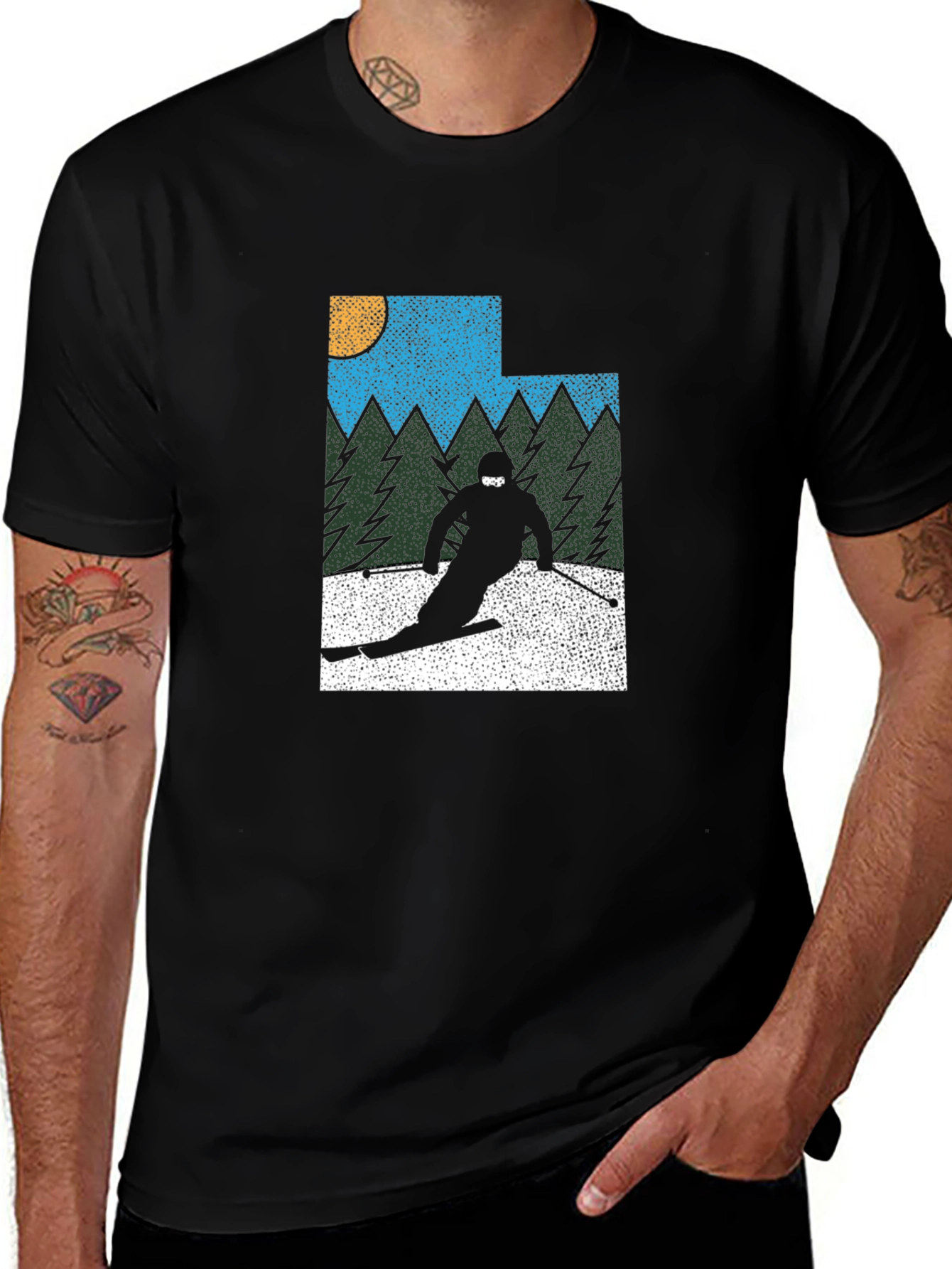 Variant 20 of Retro Utah Skier Graphic Tee - Black