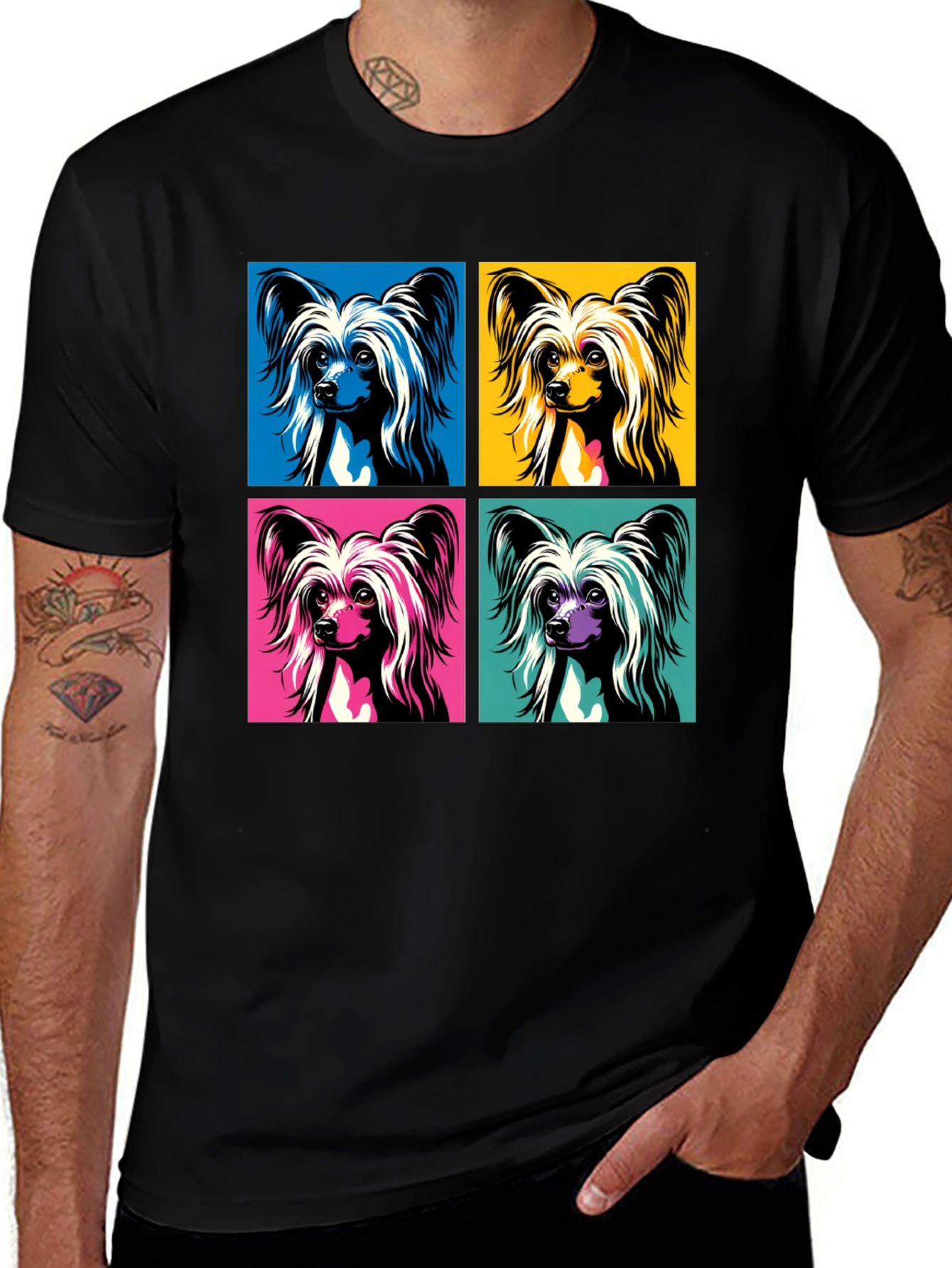 Variant 11 of Pop Art Dog Graphic Black T-Shirt