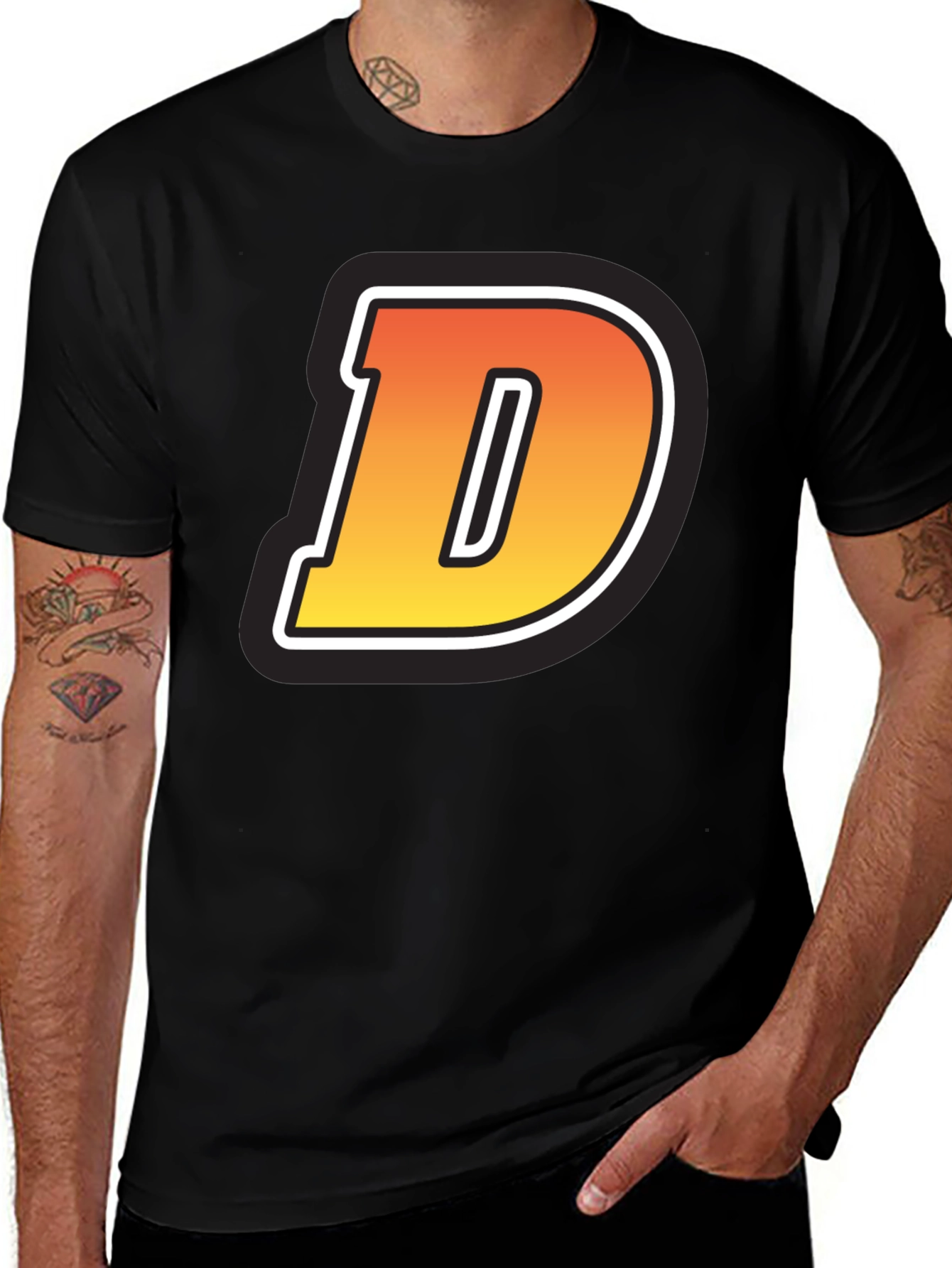 Variant 23 of Bold Letter 'D' Graphic Tee - Casual Style