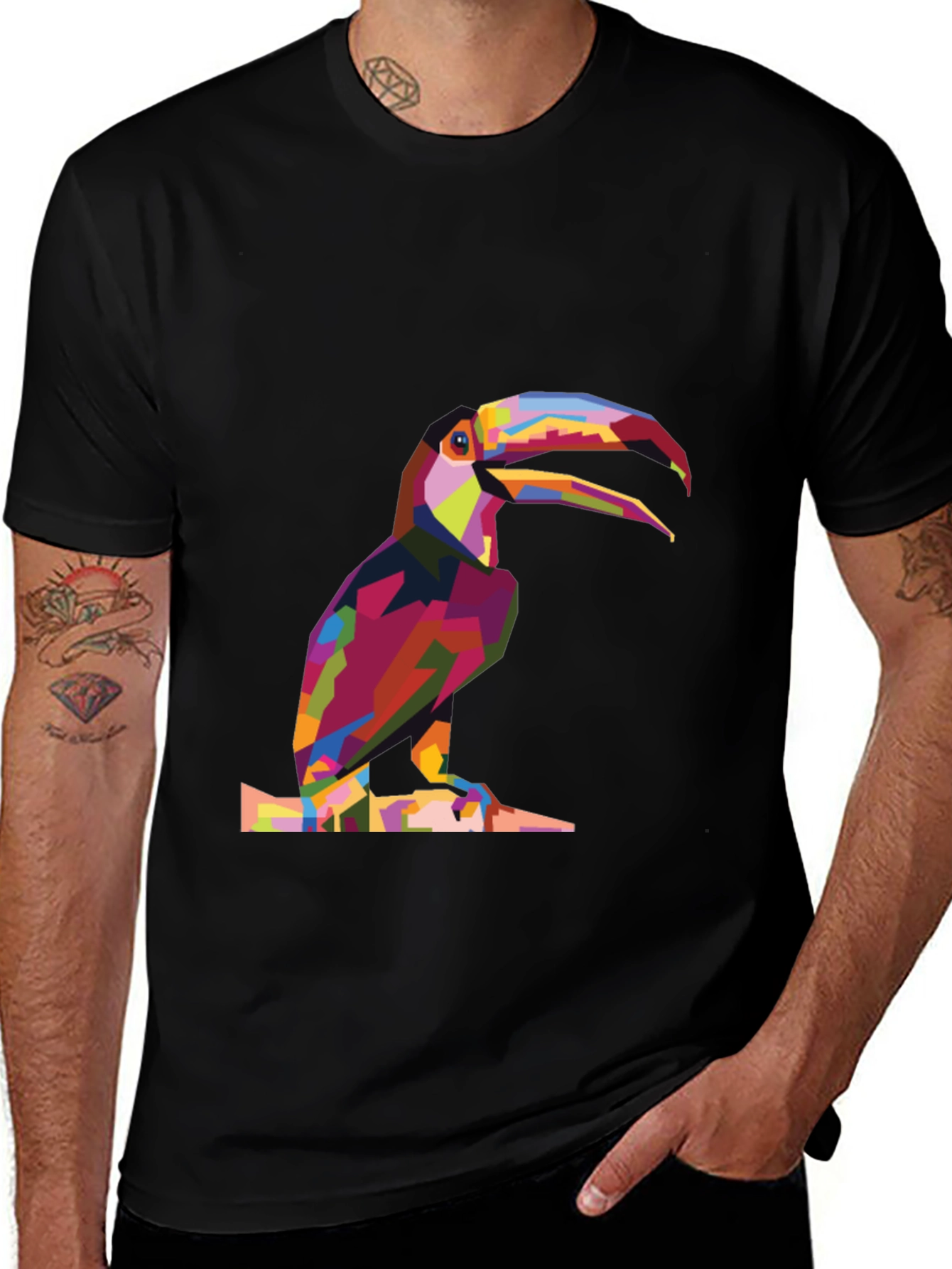 Variant 25 of Modern Toucan Graphic Print Black T-Shirt