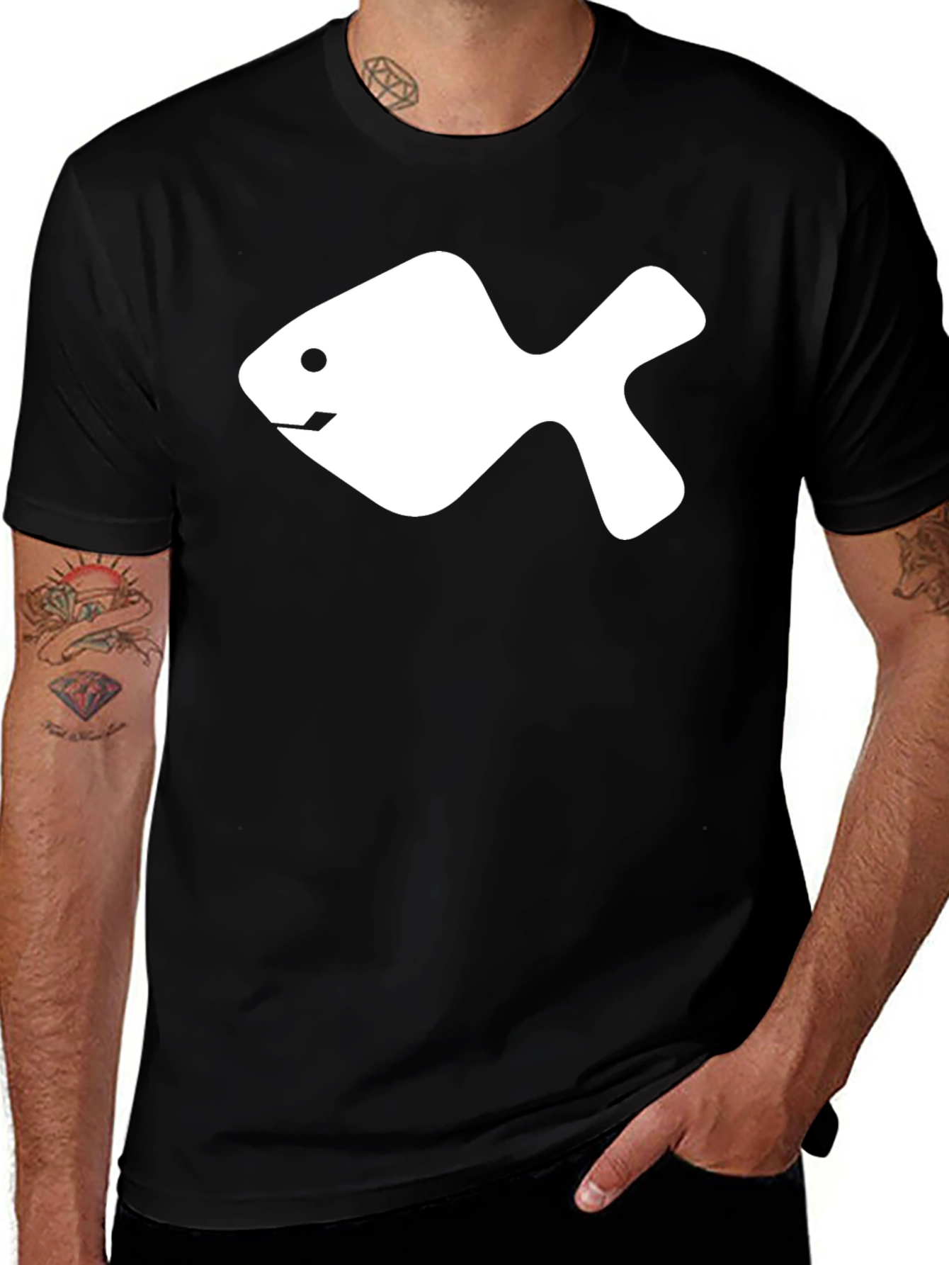 Variant 28 of Cool Fish Graphic Black T-Shirt - Unisex