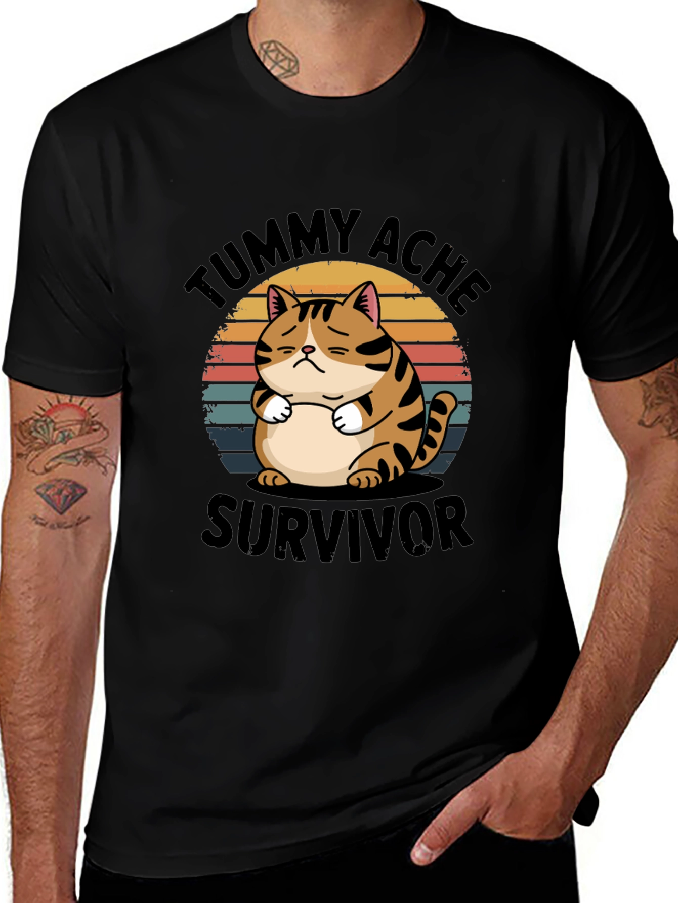 Variant 7 of Tummy Ache Survivor T-Shirt - Cat Design