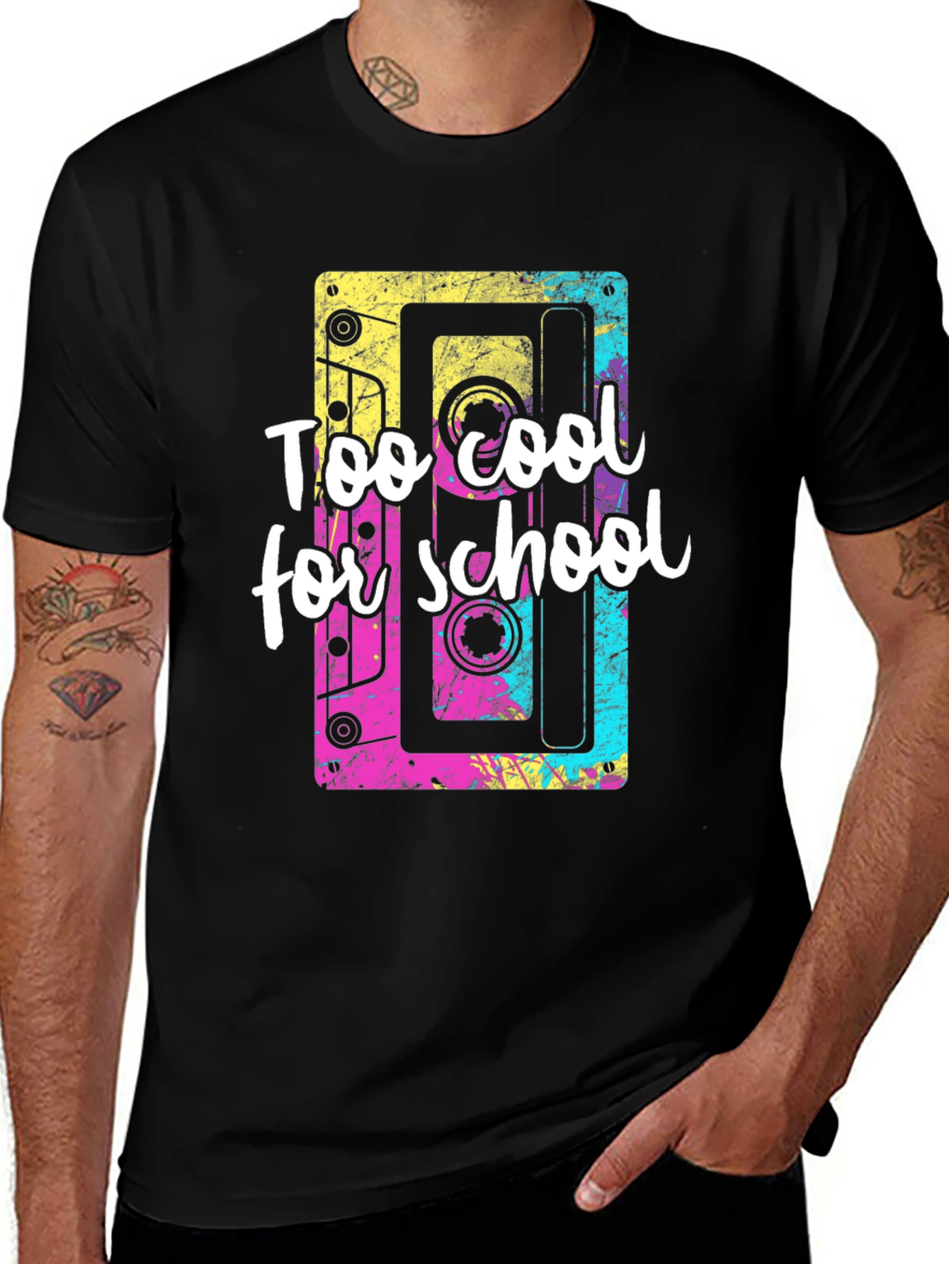 Variant 11 of Retro Cassette Tape T-Shirt - Too Cool for School