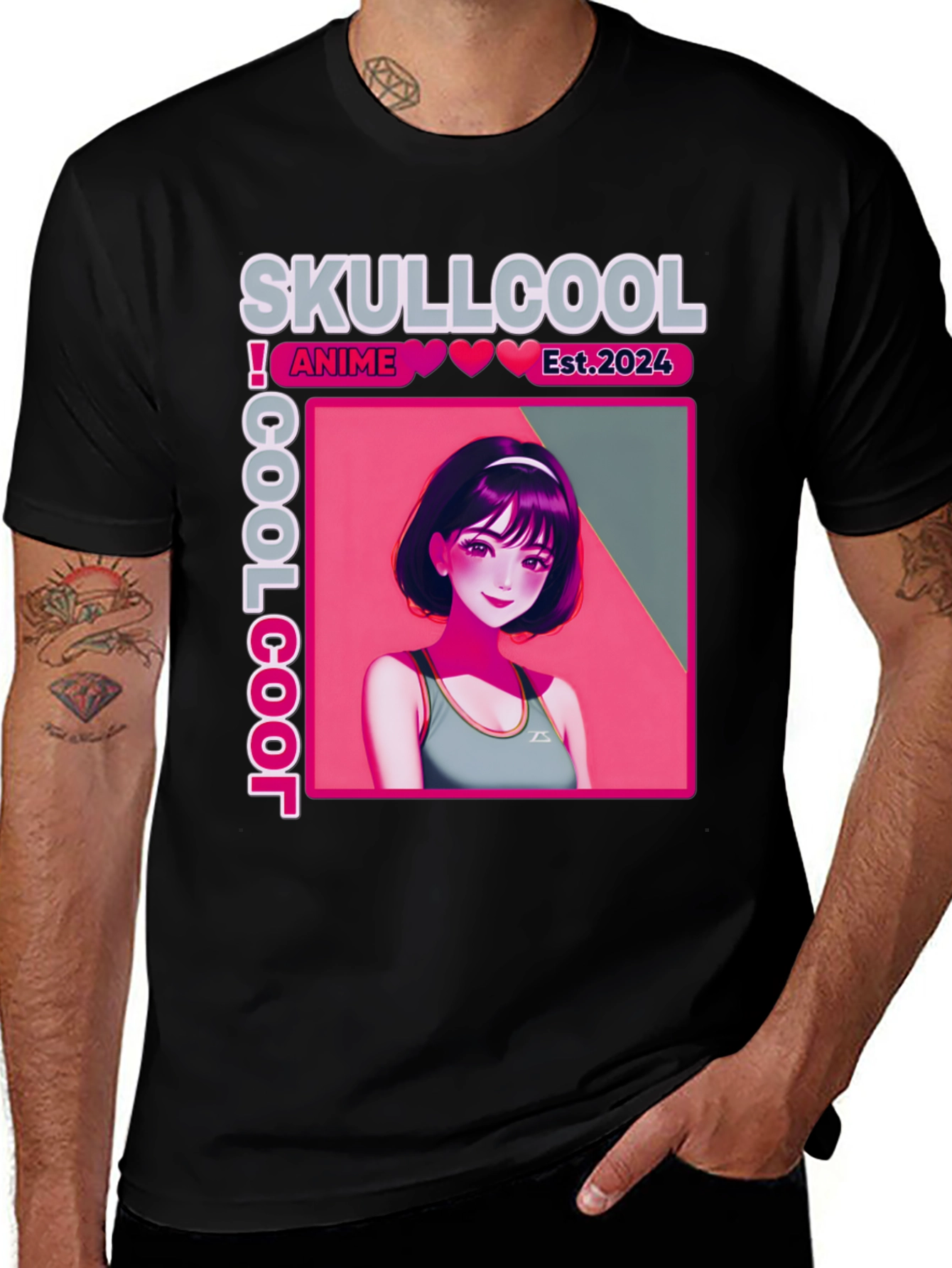 Variant 23 of Skullcool Anime Girl Est. 2024 Black T-Shirt