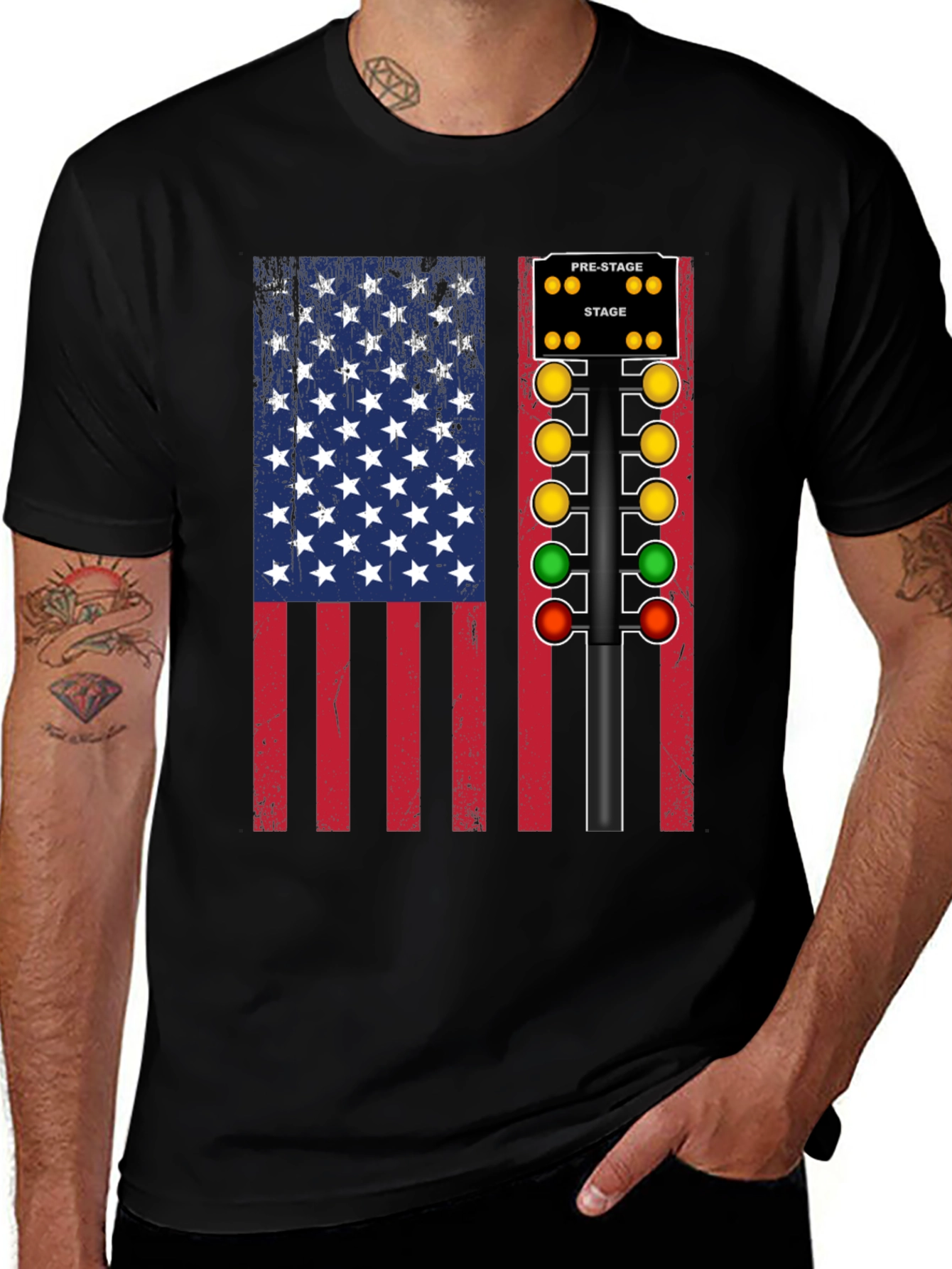 Variant 21 of USA Flag Drag Race Christmas Tree T-Shirt
