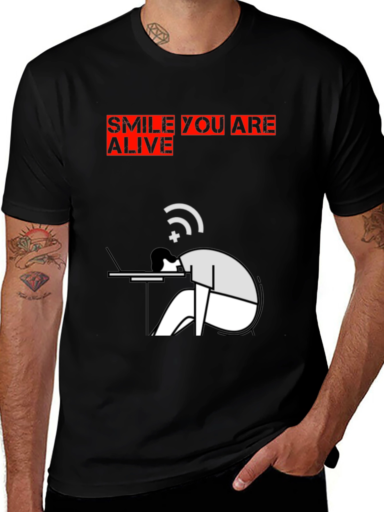 Variant 28 of Smile You Are Alive Graphic Tee - Black