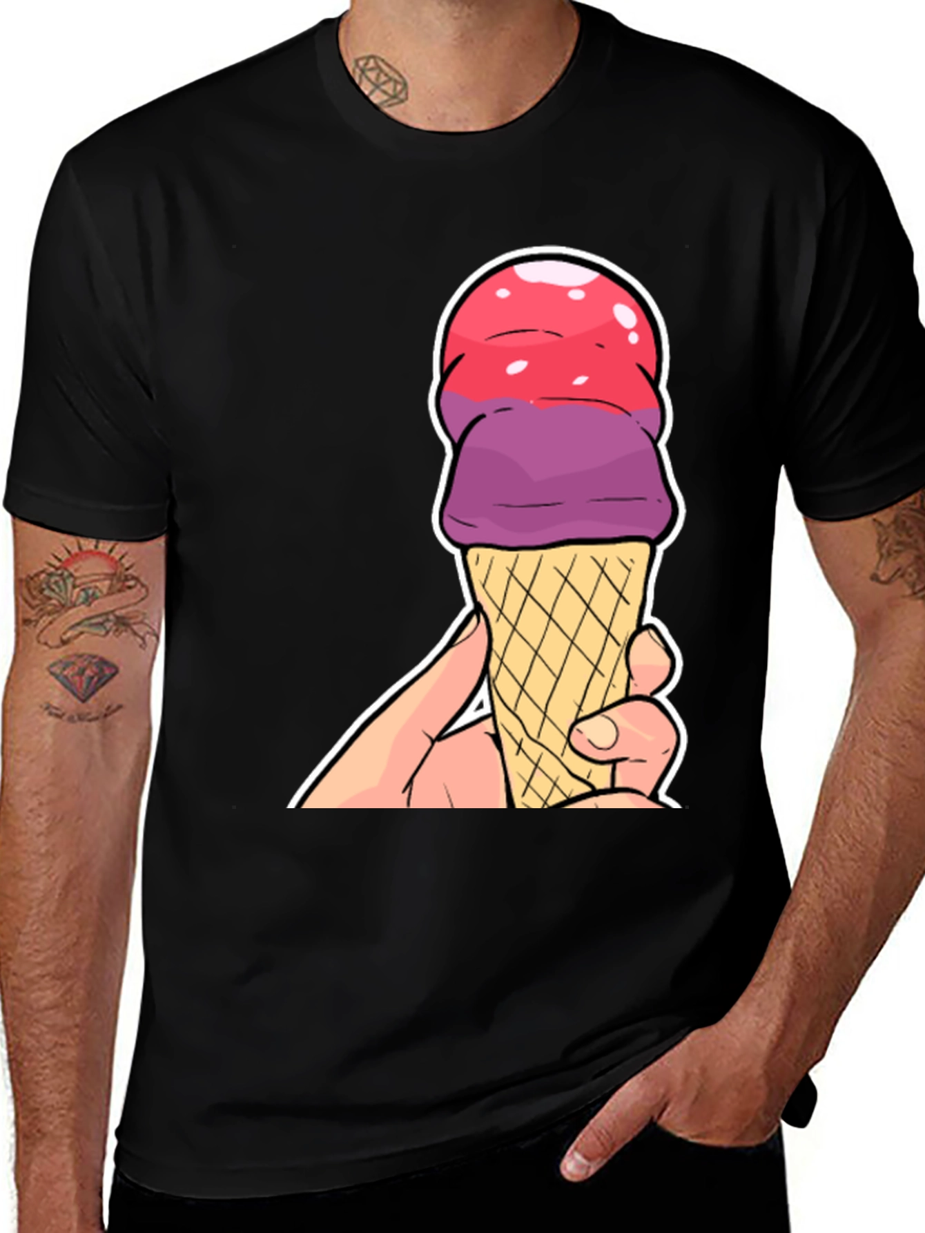 Black Ice Cream Cone Graphic T-Shirt main image