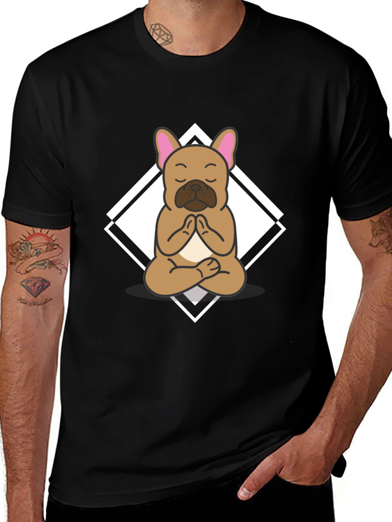 Variant 18 of Yoga Dog Graphic Tee - Meditating Bulldog T-Shirt