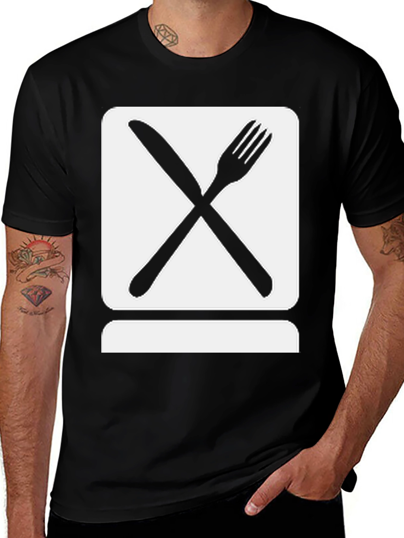 Variant 18 of Dine In Style: Crossed Cutlery Graphic Tee