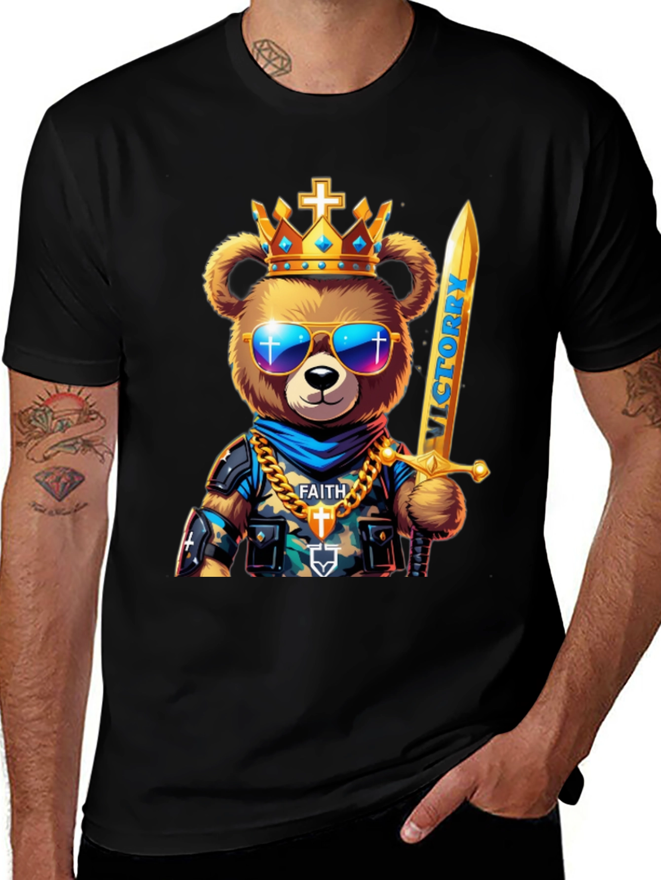 Variant 12 of King Bear Graphic T-Shirt - Victory & Faith