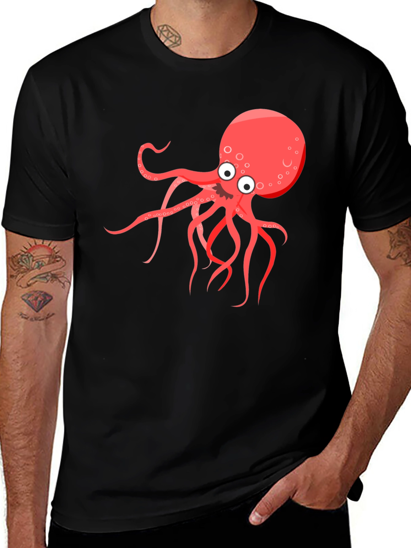 Variant 19 of Octopus Graphic Tee - Black Cotton T-Shirt