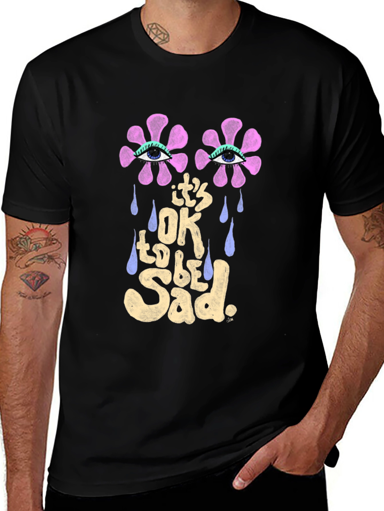 Variant 4 of It's OK to be Sad Graphic Tee - Black Unisex