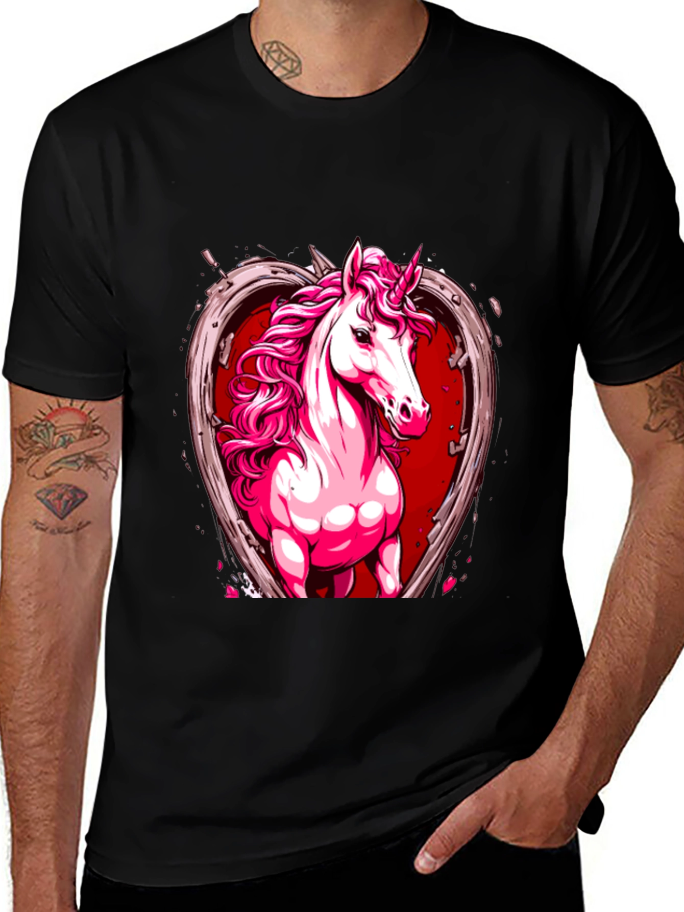 Variant 20 of Unicorn Heart Graphic Tee - Black