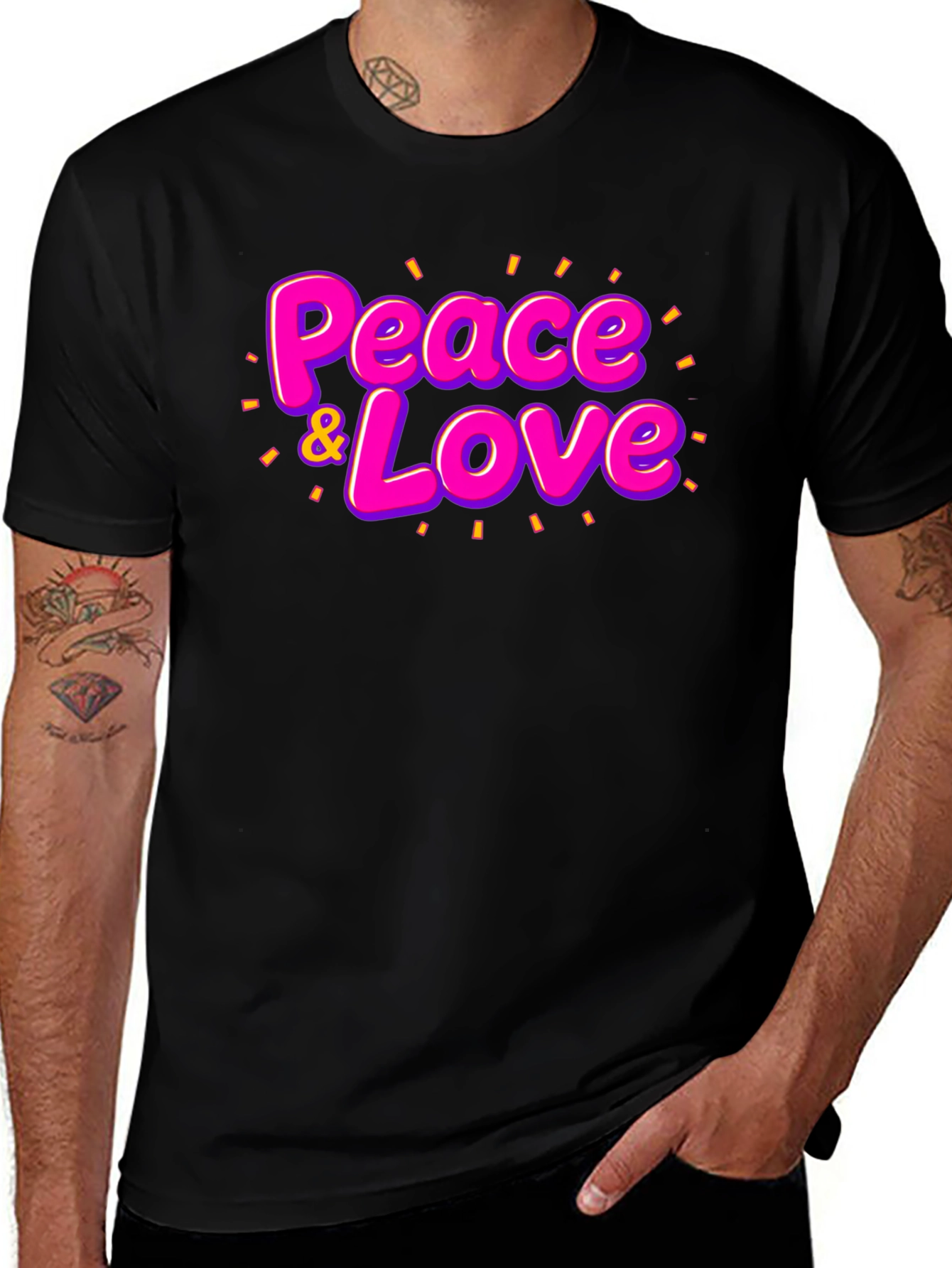 Variant 22 of Peace & Love Graphic T-Shirt - Black