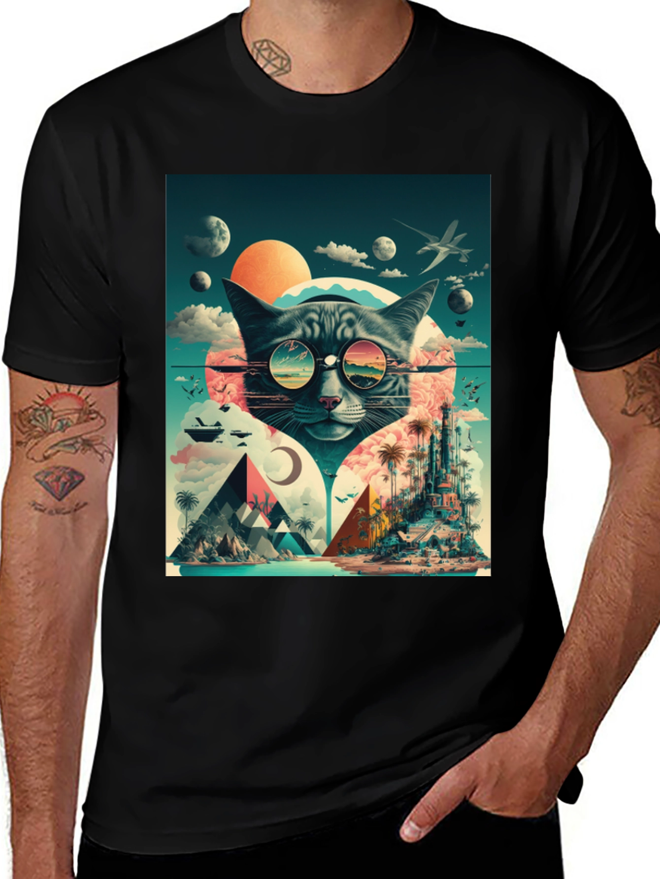 Variant 4 of Cool Cat Graphic T-Shirt - Retro Island Vibes