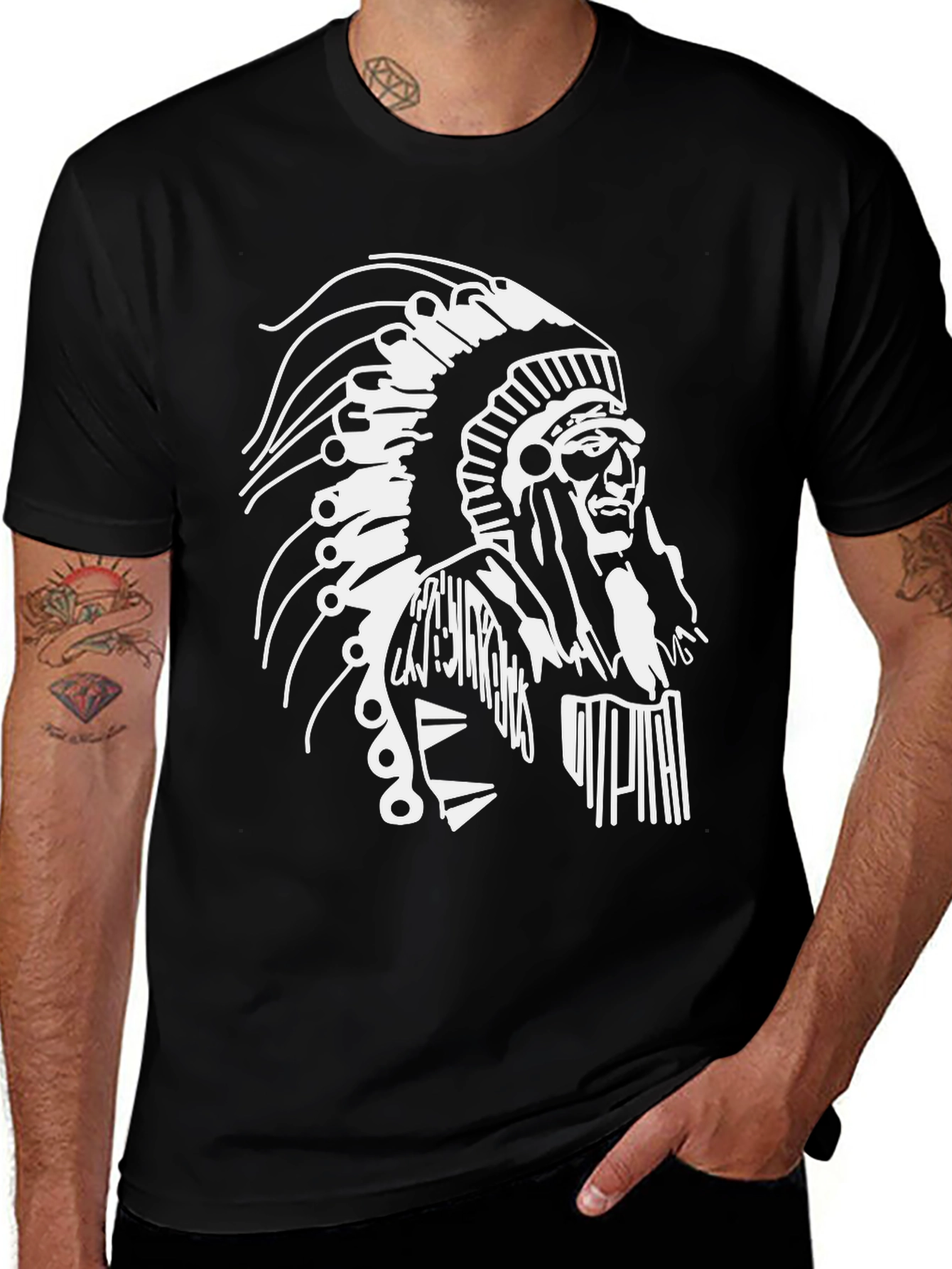 Variant 4 of Native American Chief Graphic Tee