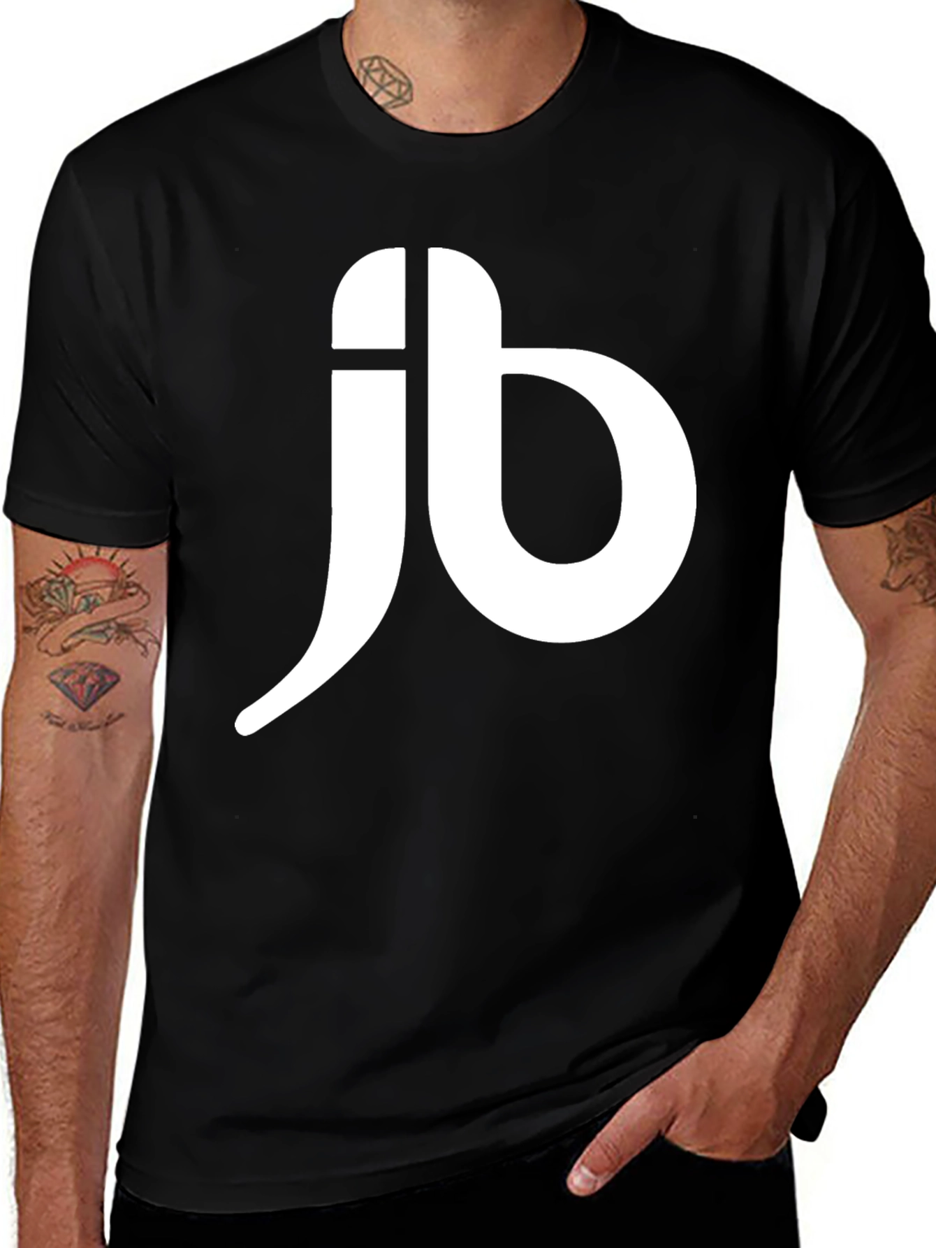Variant 20 of Men's Black T-Shirt with White JB Logo